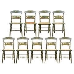 Set Of Nine Limited Edition Painted Commemorative Presidential Hitchcock Chairs