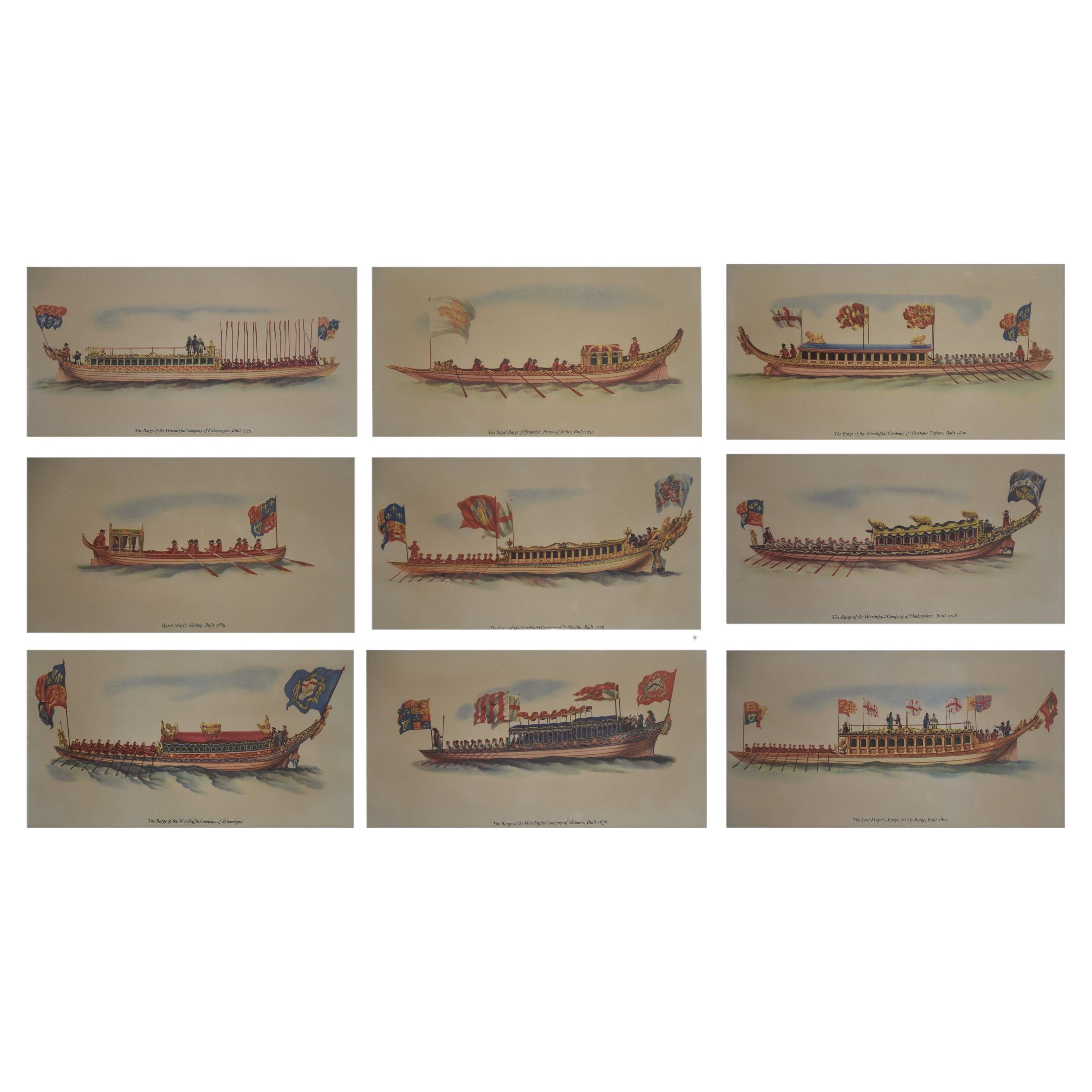 Set of nine Livery Company Barges For Sale