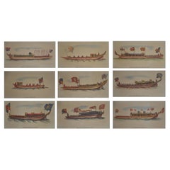 Antique Set of nine Livery Company Barges
