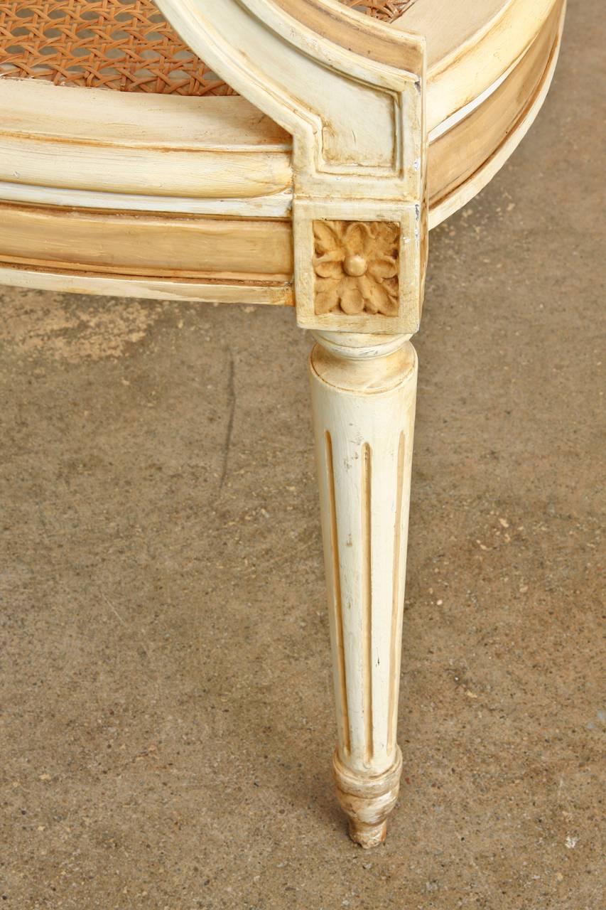 Set of Nine Louis XVI Lacquered Caned Dining Chairs 5