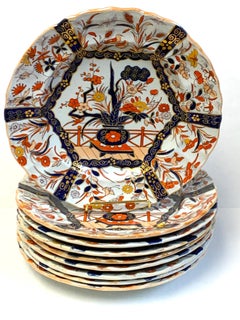 Set of Nine Masons Ironstone 9" Plates Imari or Indian Tree Pattern Variation