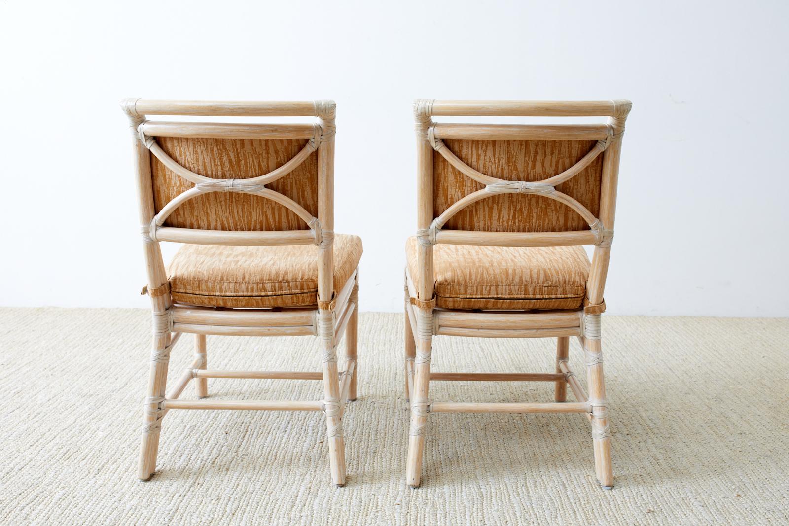 Set of Nine McGuire Cerused Rattan Dining Chairs 5