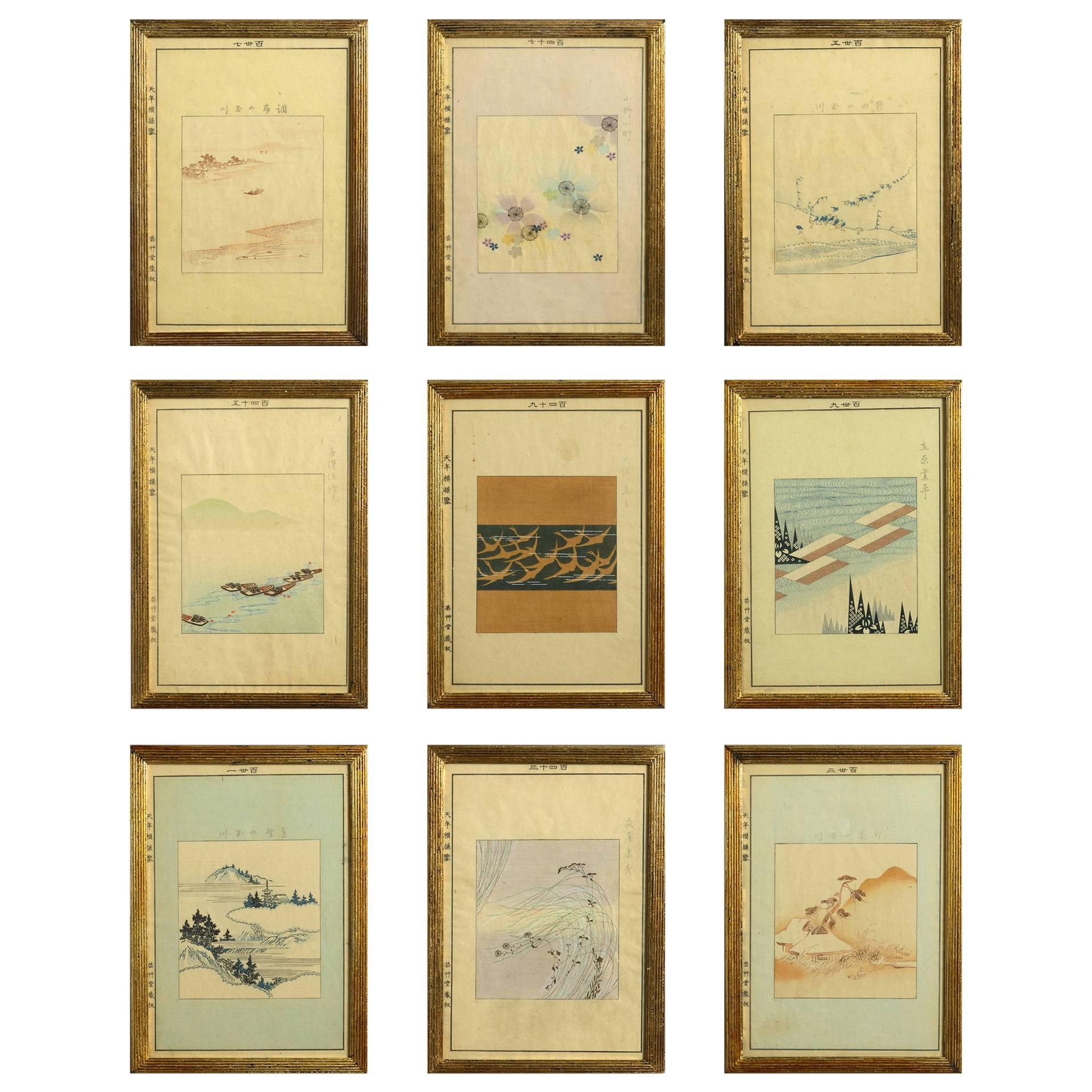 Set of Nine Meiji Period Woodblock Prints