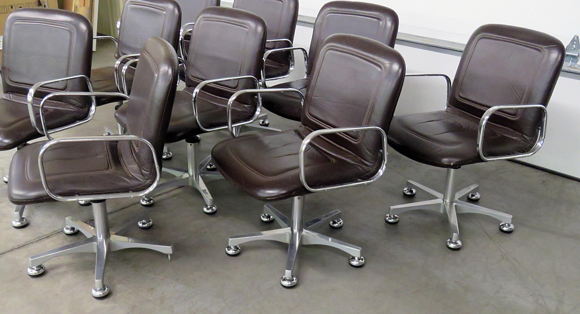 American Set of Nine Mid-Century Modern Office Chairs