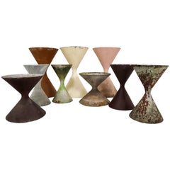Set of Nine Midcentury Willy Guhl Diabolo Planters, Swiss, 1950s