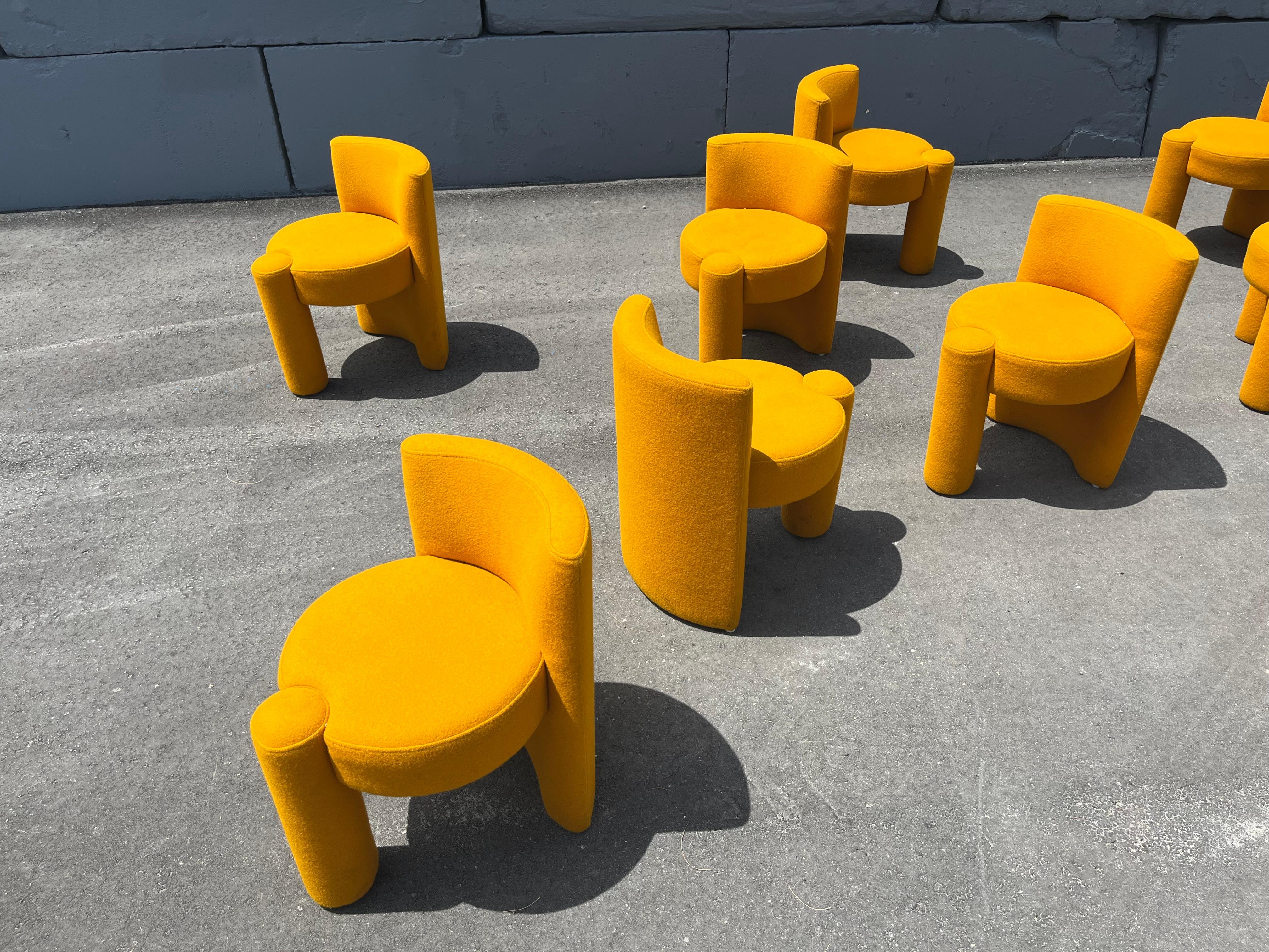 Set of Nine Modern Designer Chairs, Sunflower Yellow For Sale 5