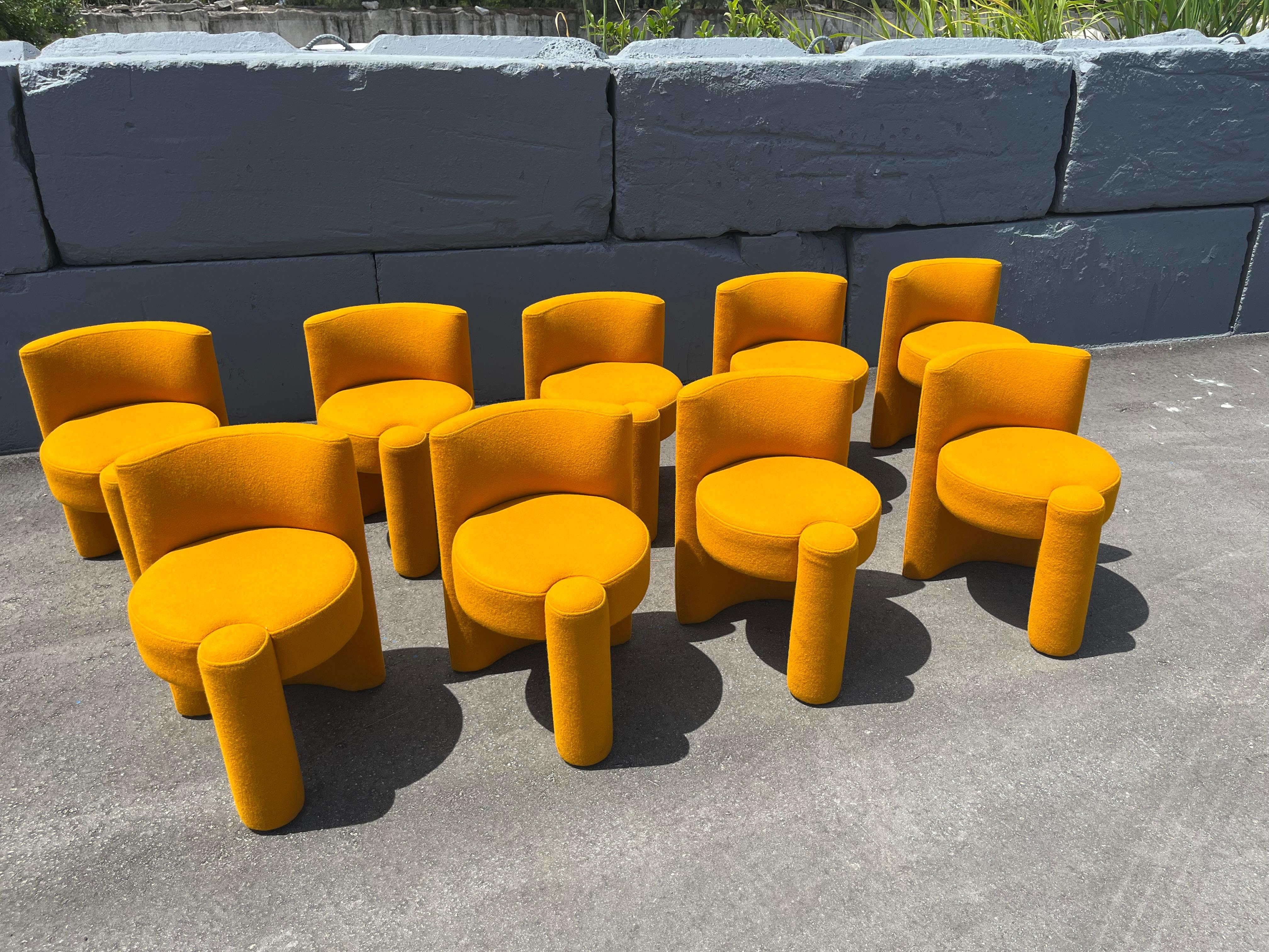 Set of Nine Modern Designer Chairs, Sunflower Yellow For Sale 9