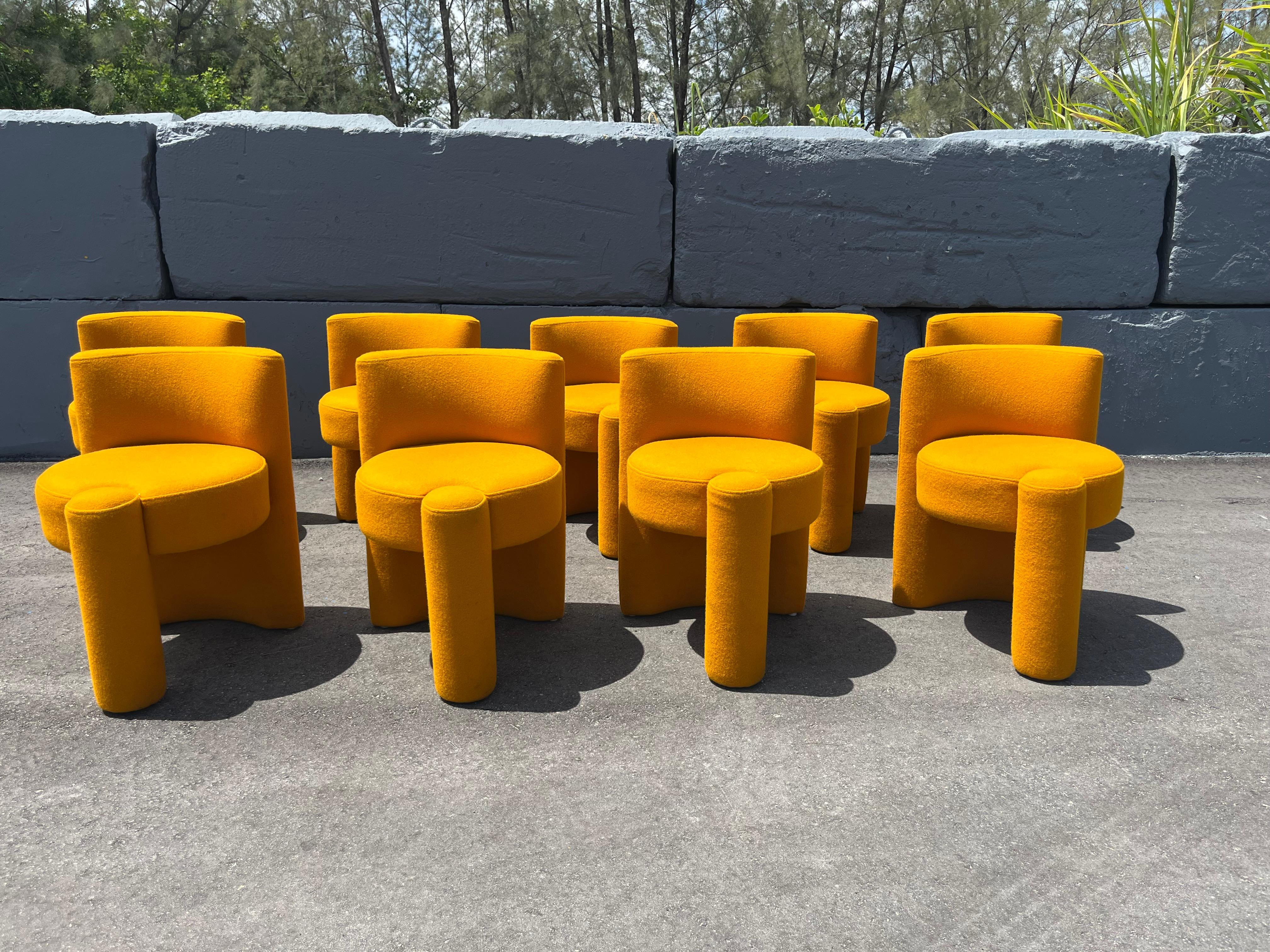 Set of Nine Modern Designer Chairs, Sunflower Yellow For Sale 10