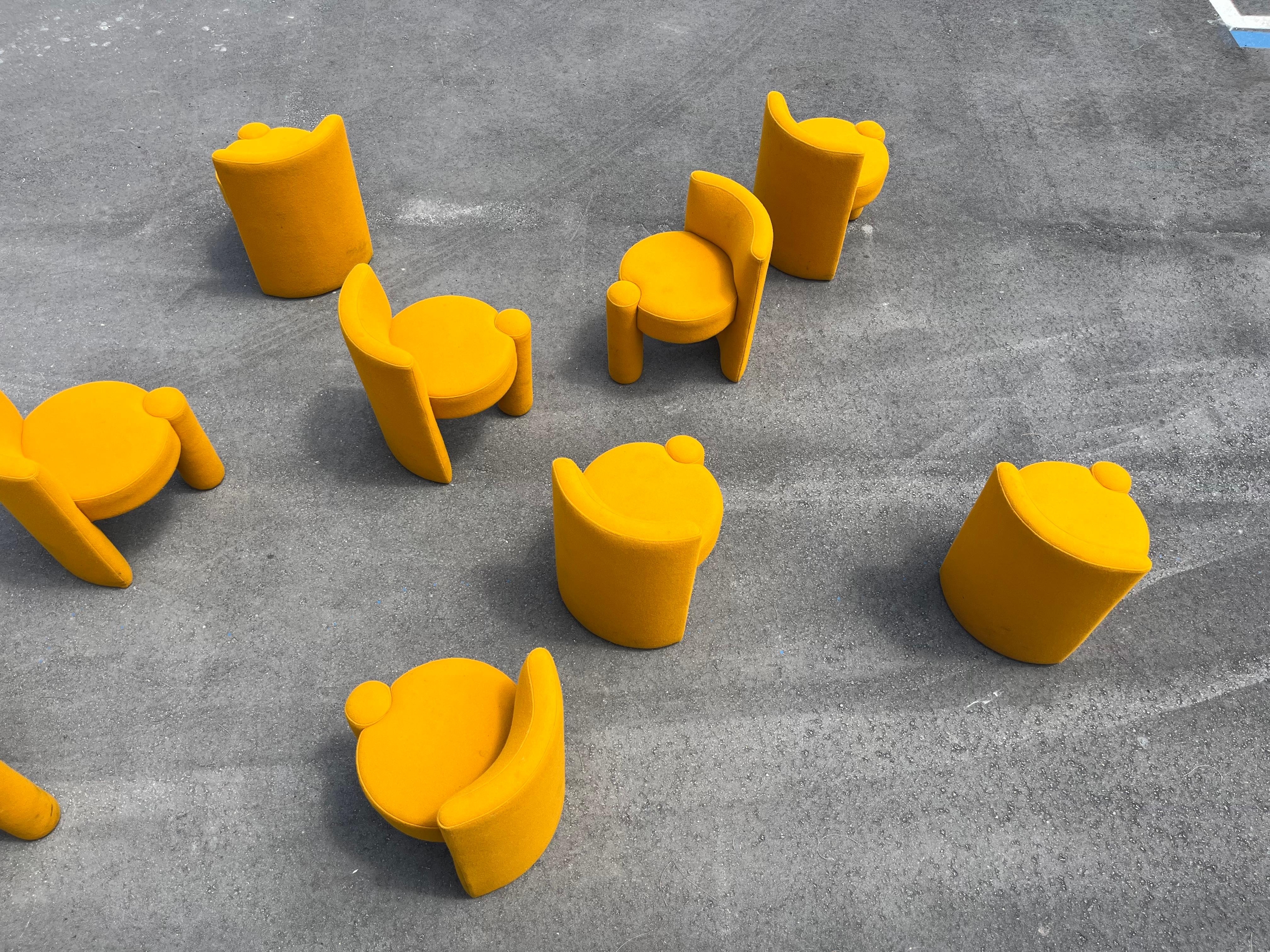 Set of Nine Modern Designer Chairs, Sunflower Yellow For Sale 1