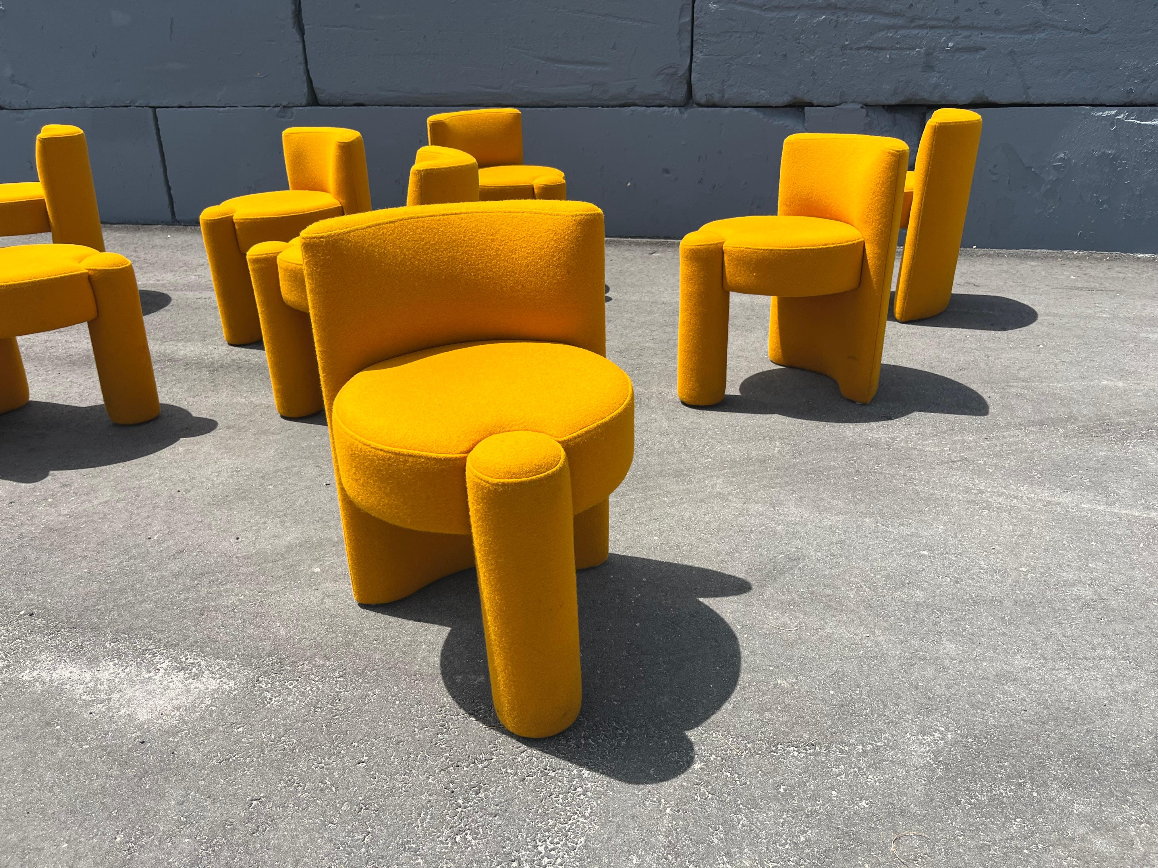Set of Nine Modern Designer Chairs, Sunflower Yellow For Sale 3