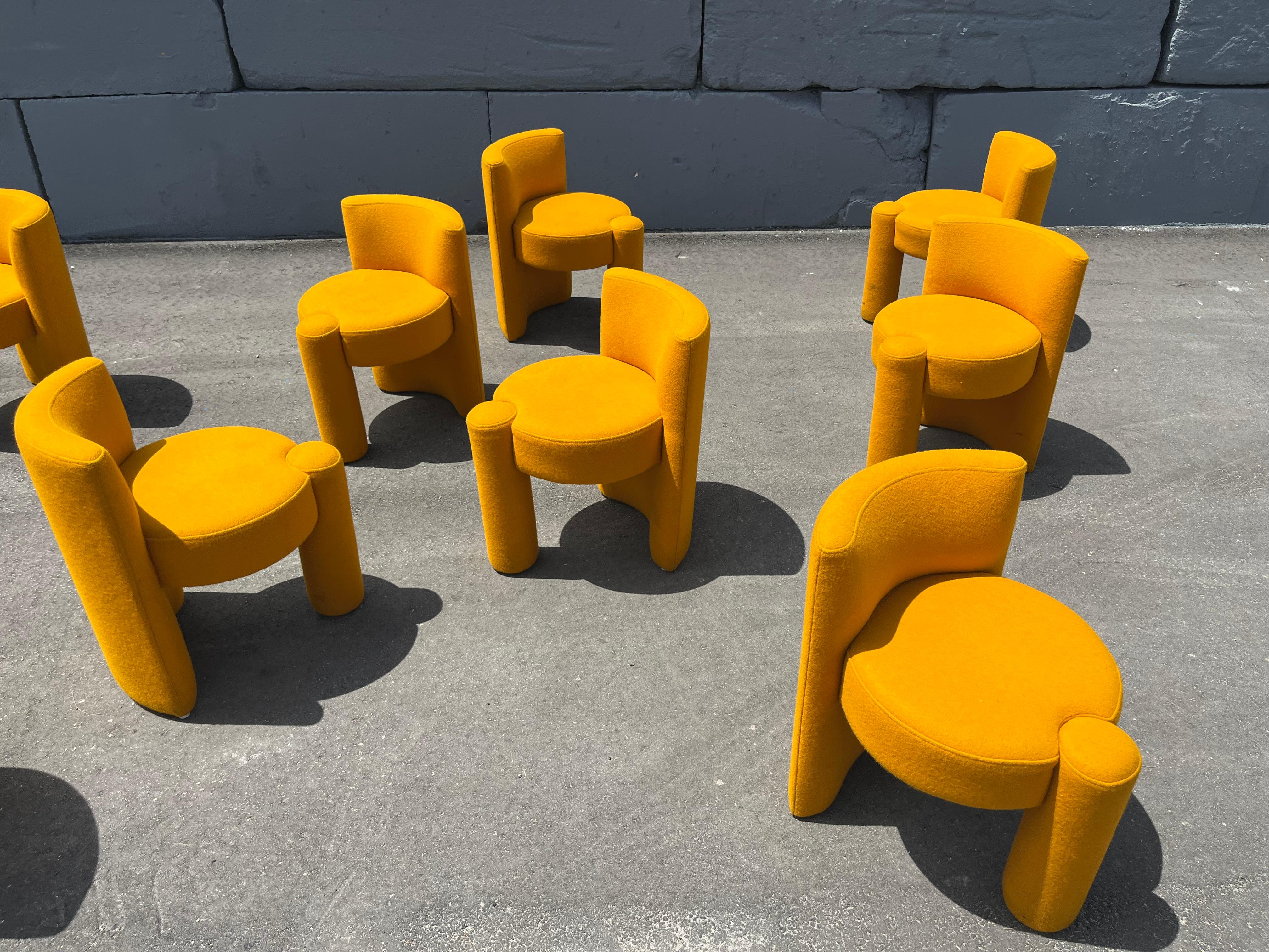 Set of Nine Modern Designer Chairs, Sunflower Yellow For Sale 4