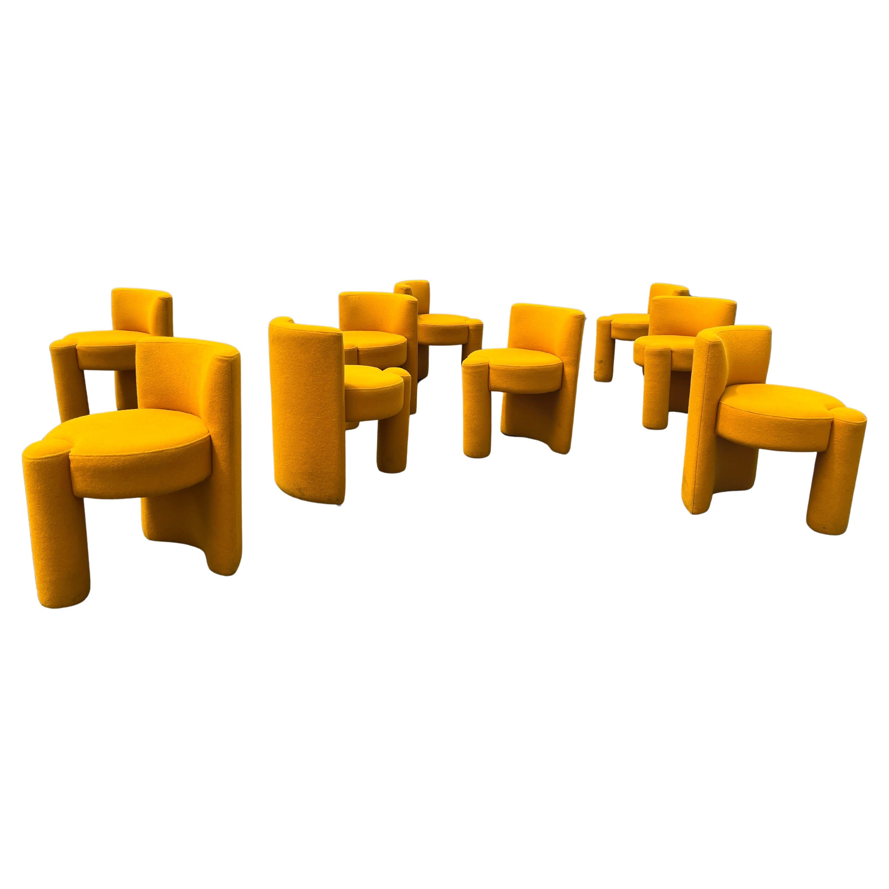 Set of Nine Modern Designer Chairs, Sunflower Yellow For Sale
