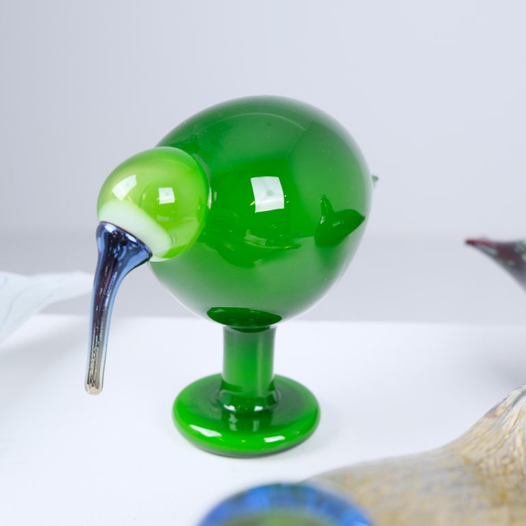 Set of Nine Oiva Toikka Birds, Green Ibis, Swan, Dotterel, Iittala