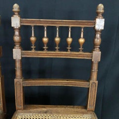 Set of Nine Period French Henri II Oak and Caned Dining Chairs