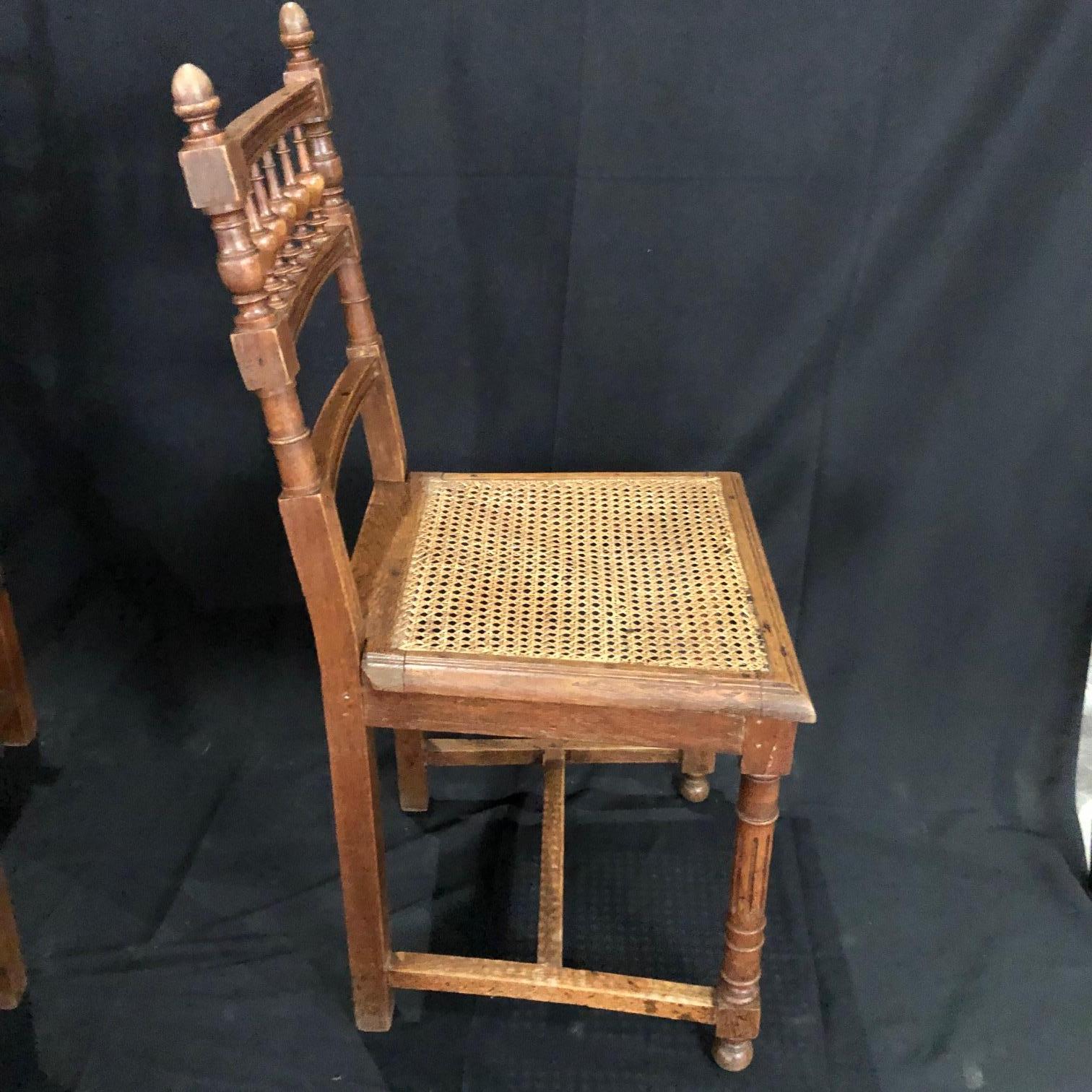 Set of Nine Period French Henri II Oak and Caned Dining Chairs In Good Condition For Sale In Hopewell, NJ