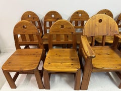 Set of Nine Pine Dining Chairs by Wasa Möbel
