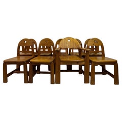 Set of Nine Pine Dining Chairs by Wasa Möbel