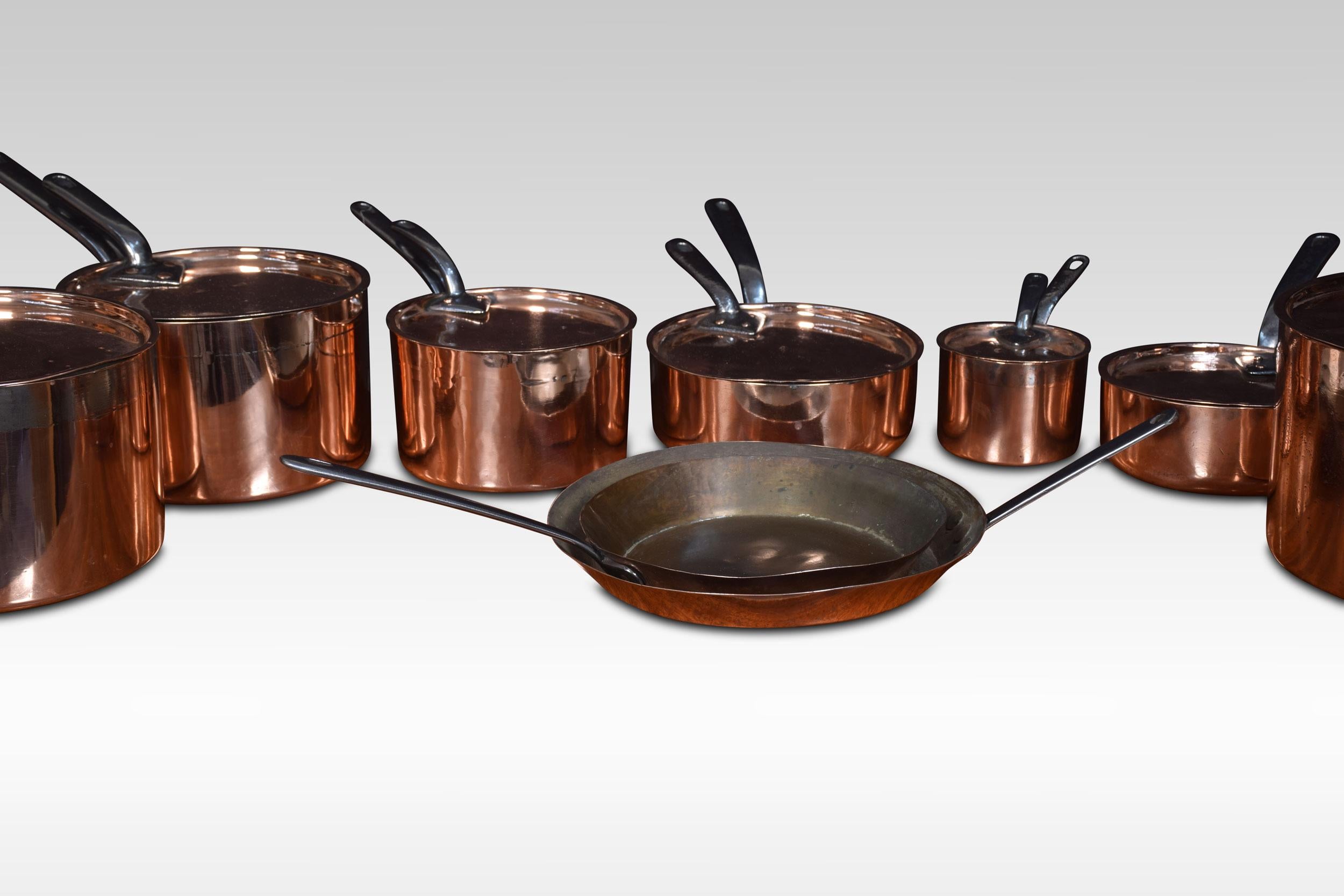 Set of Nine Victorian Copper Pans In Good Condition In Cheshire, GB