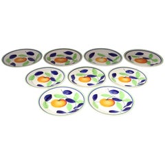 Set of Nine Vintage Italian "Orange" Fruit Motif Plates by Richard Ginori
