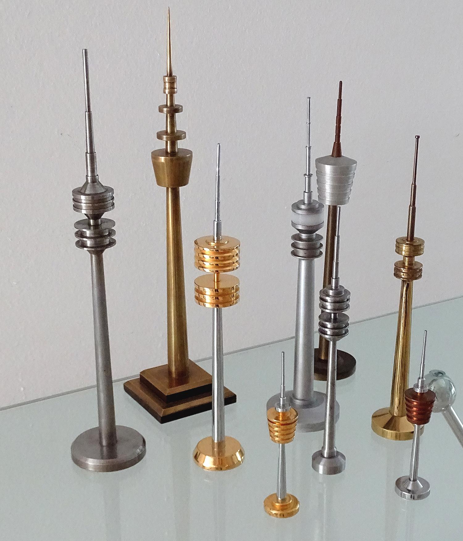 Set of Nine Vintage  MidCentury Architectural Architectonic Tower Models  In Good Condition In Bremen, DE