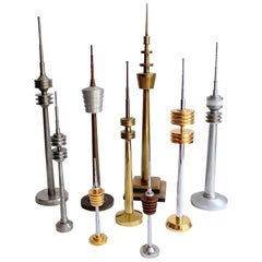 Set of Nine Vintage  MidCentury Architectural Architectonic Tower Models