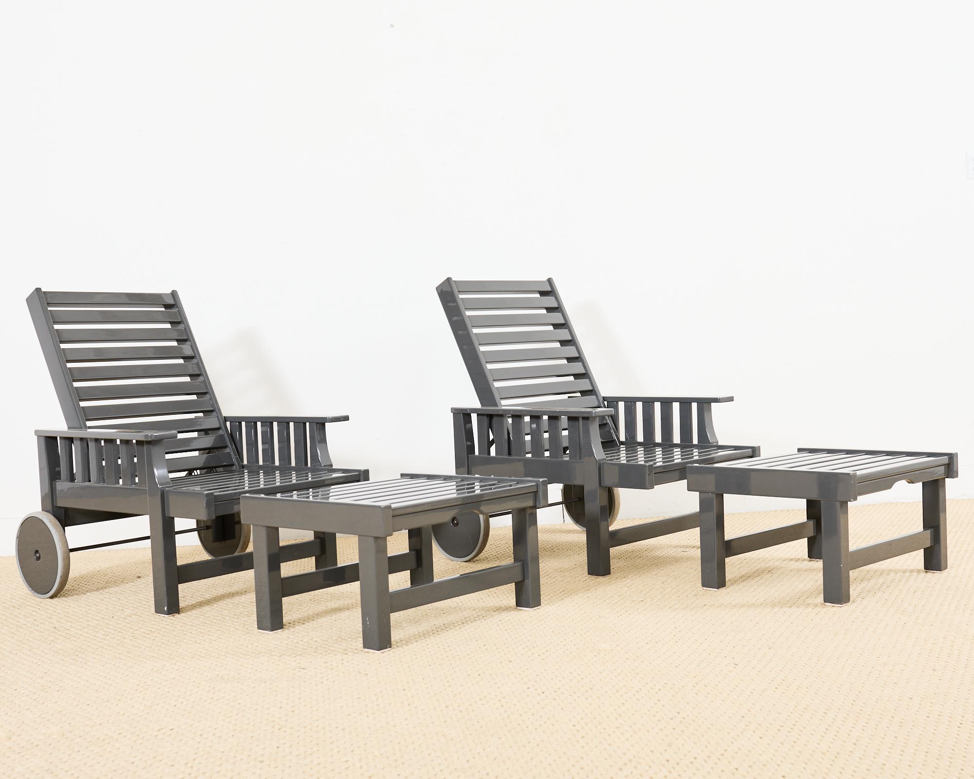 Set of Nine Weatherend Lacquered Teak Garden Furniture Suite 1