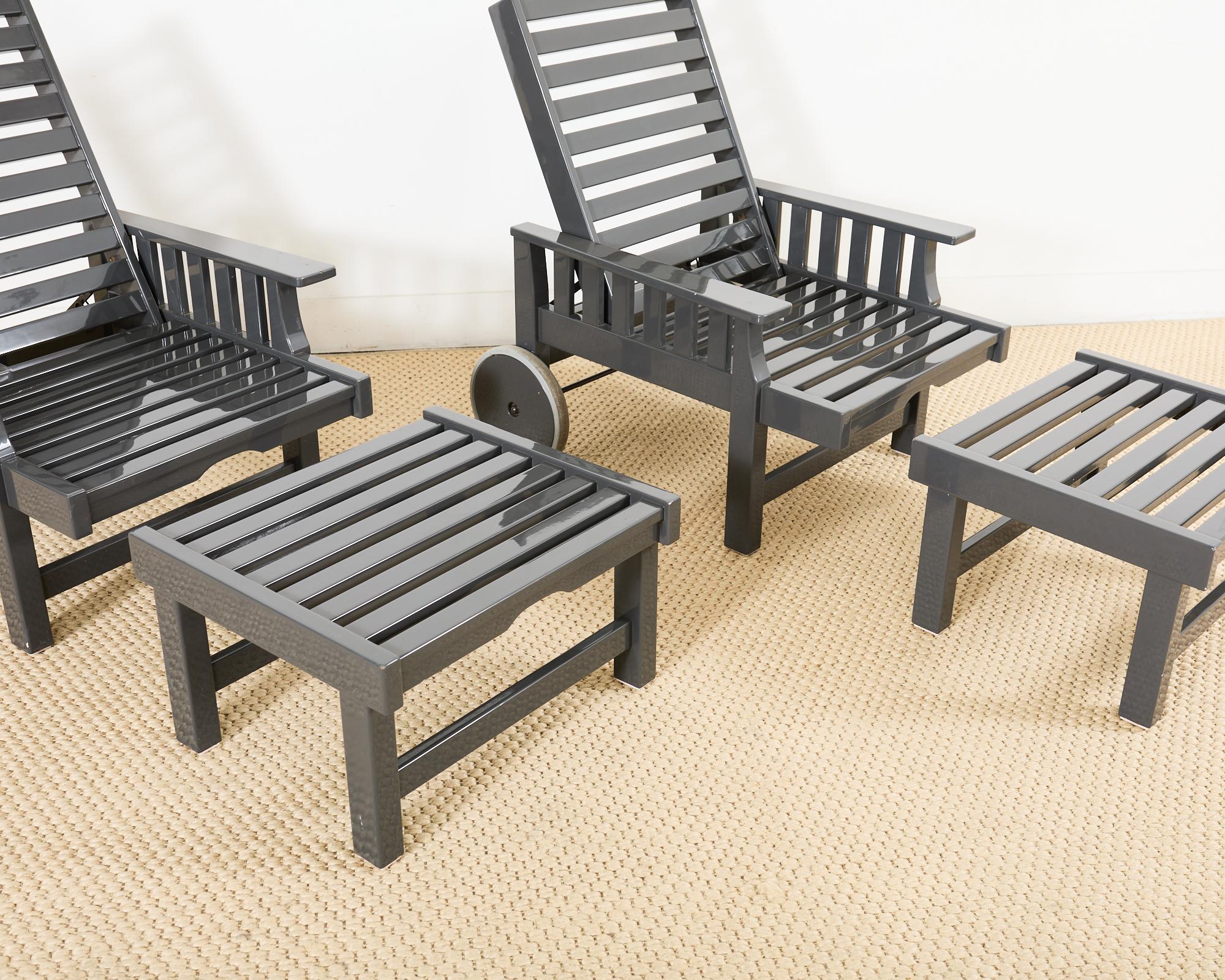 Set of Nine Weatherend Lacquered Teak Garden Furniture Suite 2
