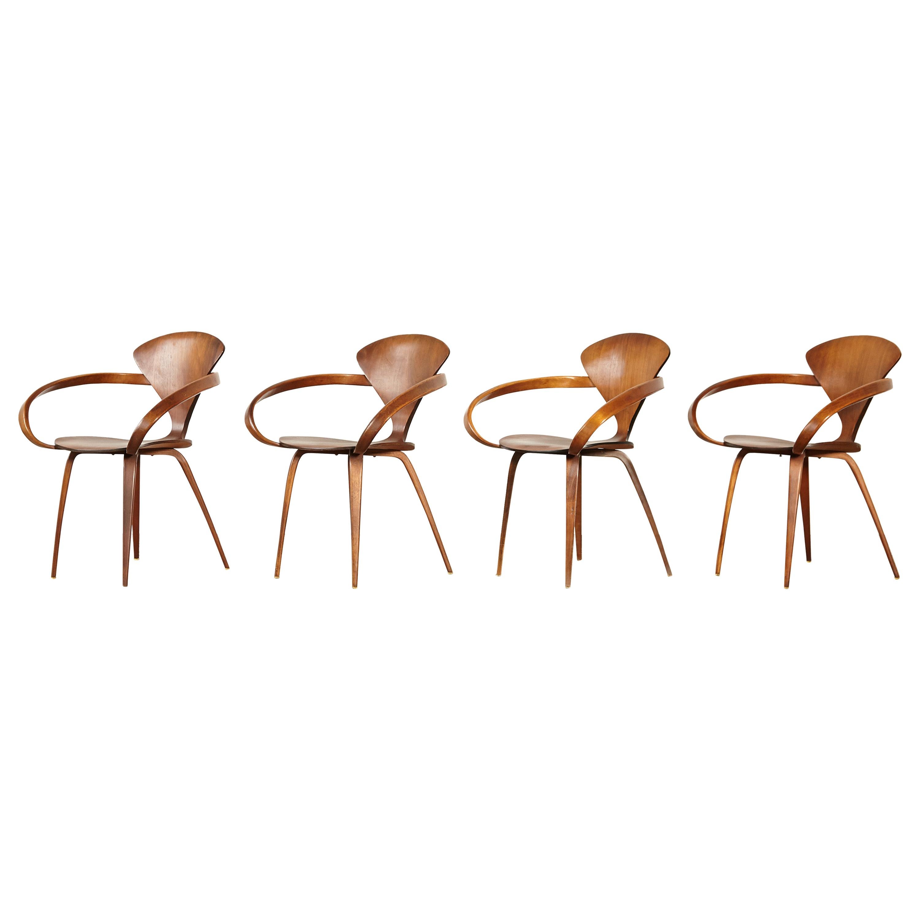 Set of Norman Cherner Pretzel Dining Chairs, Made by Plycraft, USA, 1960s For Sale