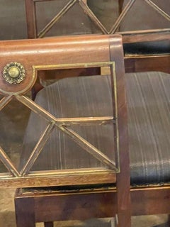 Set of Northern European Walnut and Brass Dining Chairs