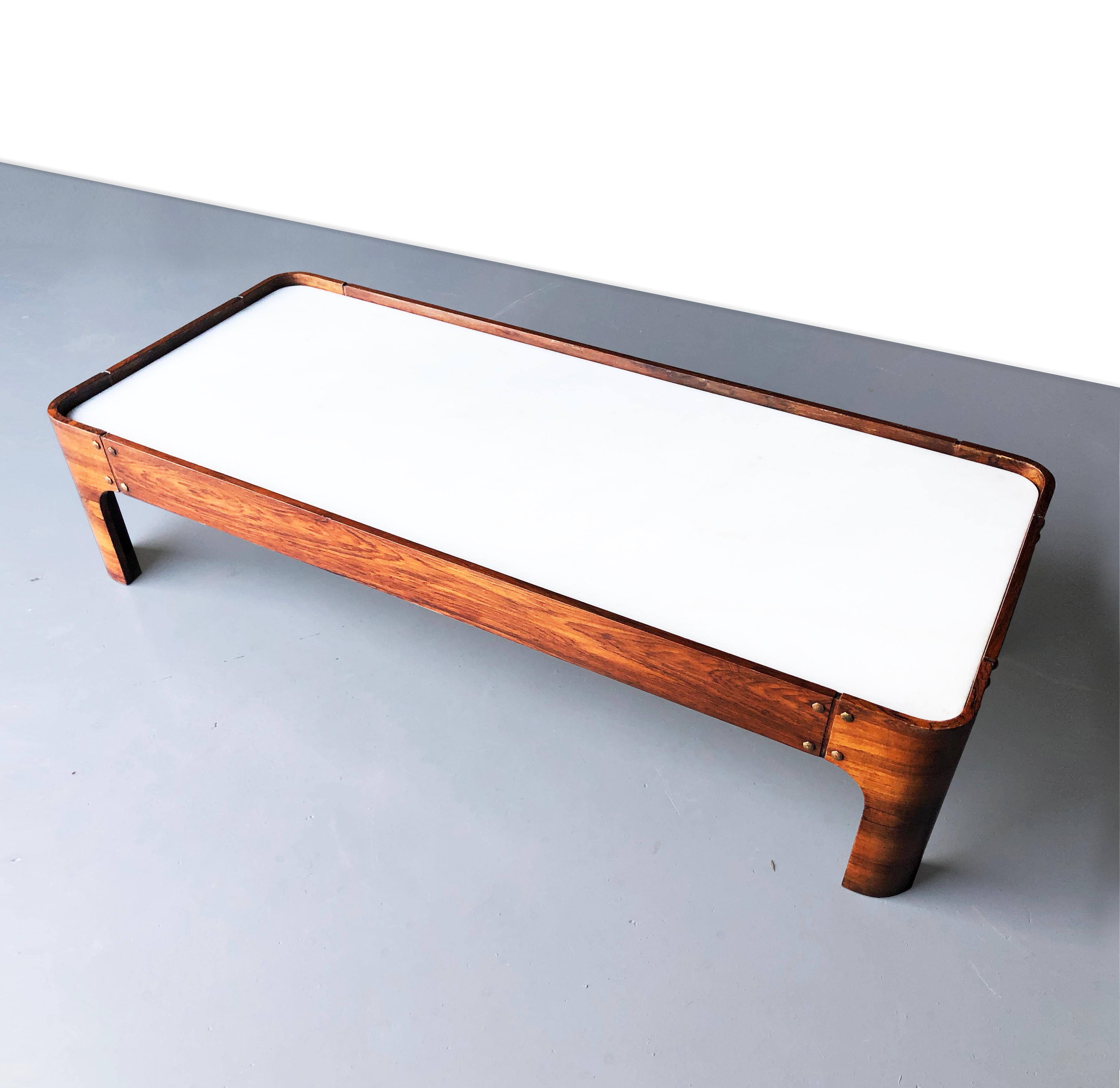 Mid-Century Modern Set of Novo Rumo wood & Marble Coffee table & Side Tables. Brazil, 1960s