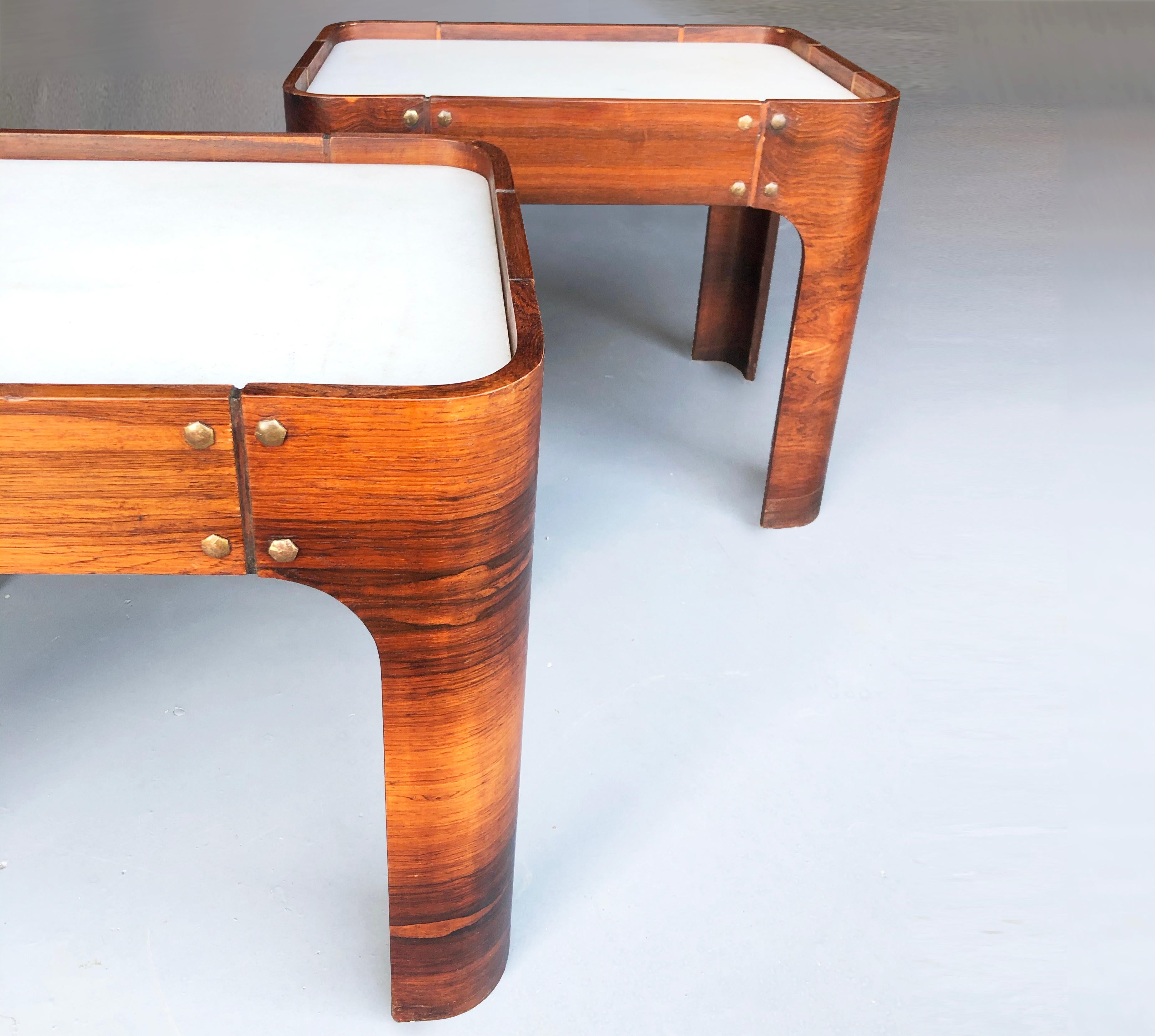 20th Century Set of Novo Rumo wood & Marble Coffee table & Side Tables. Brazil, 1960s