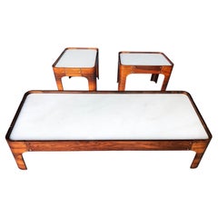 Set of Novo Rumo Rosewood & Marble Coffee table & Side Tables. Brazil, 1960s