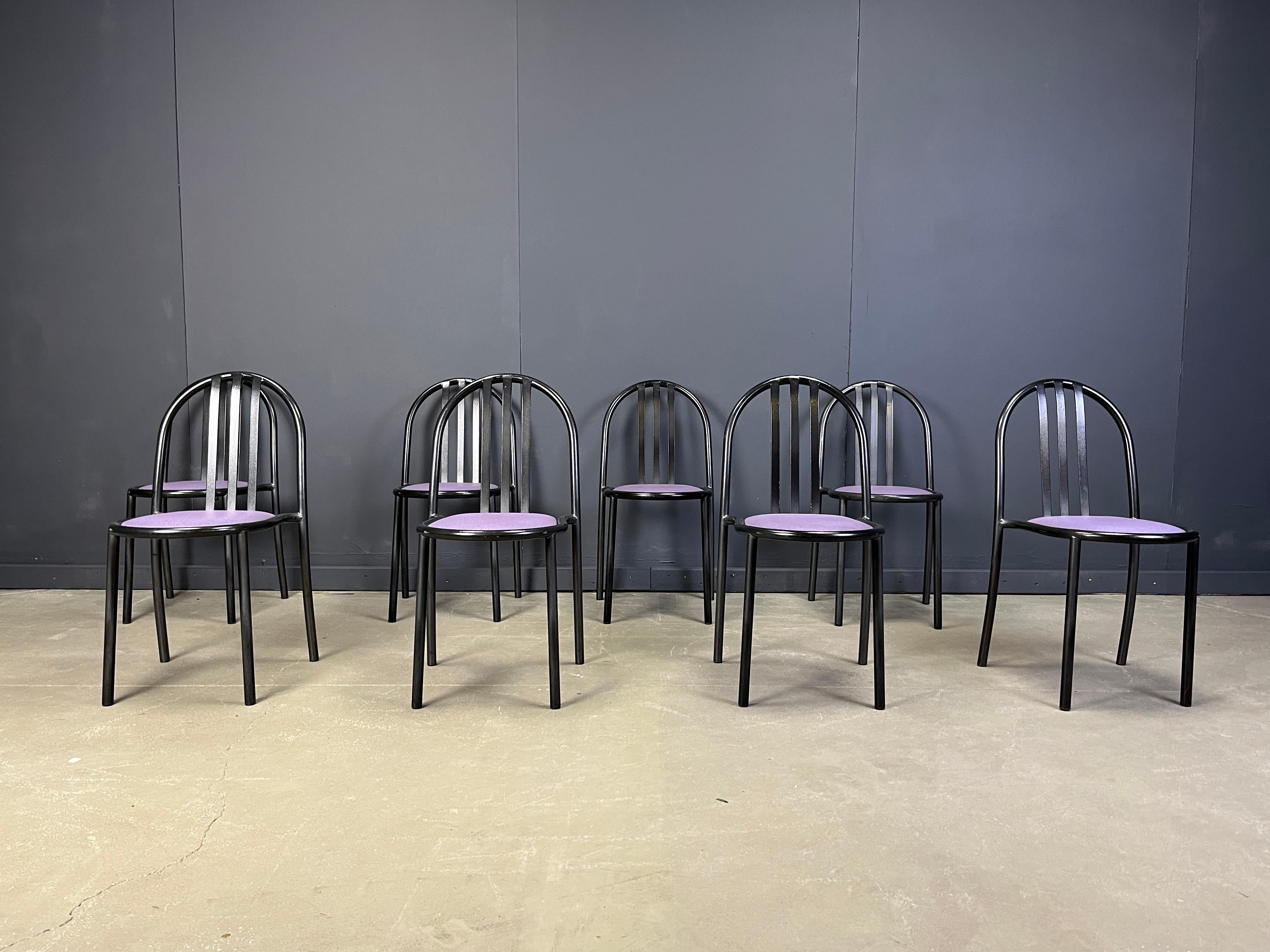 Conjunto de sillas Nr 222 de Robert Mallet-Stevens, Años 80, Lote de 8 en venta 3