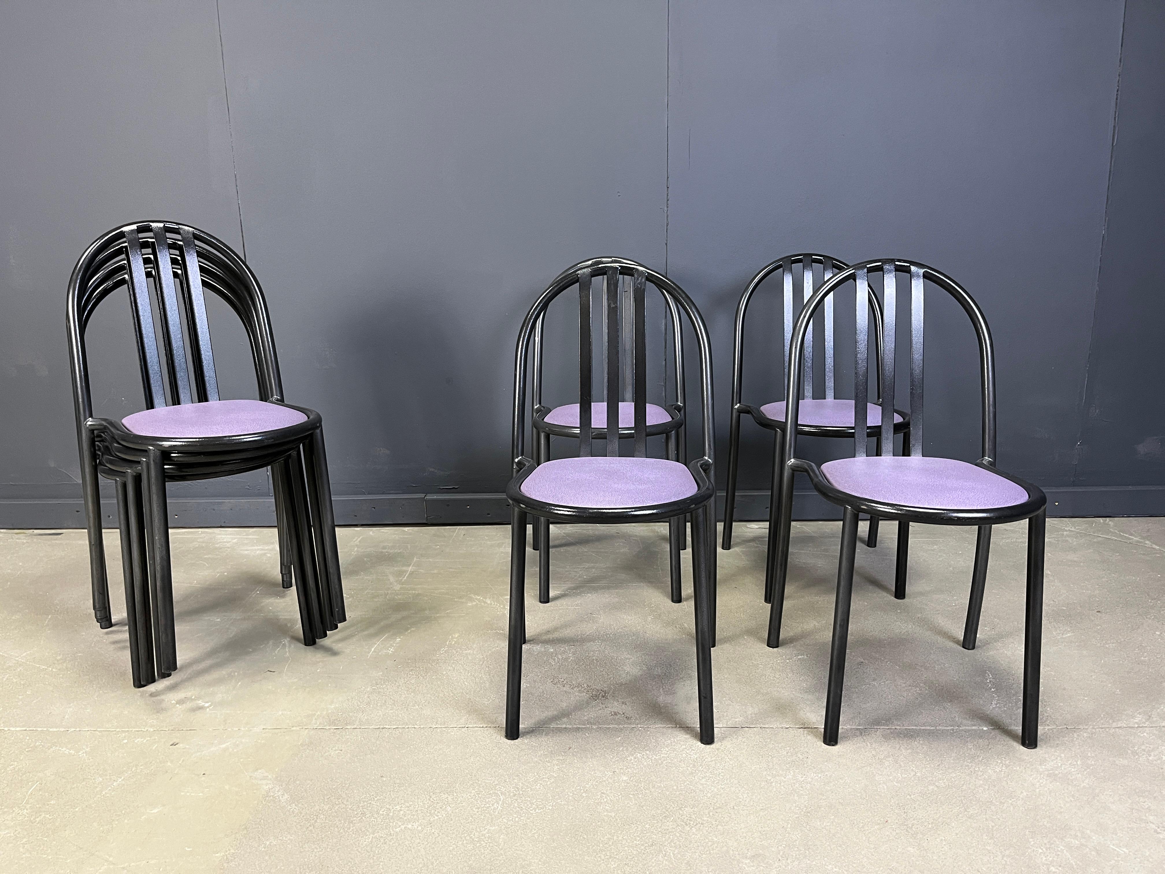 Conjunto de sillas Nr 222 de Robert Mallet-Stevens, Años 80, Lote de 8 Minimalista en venta