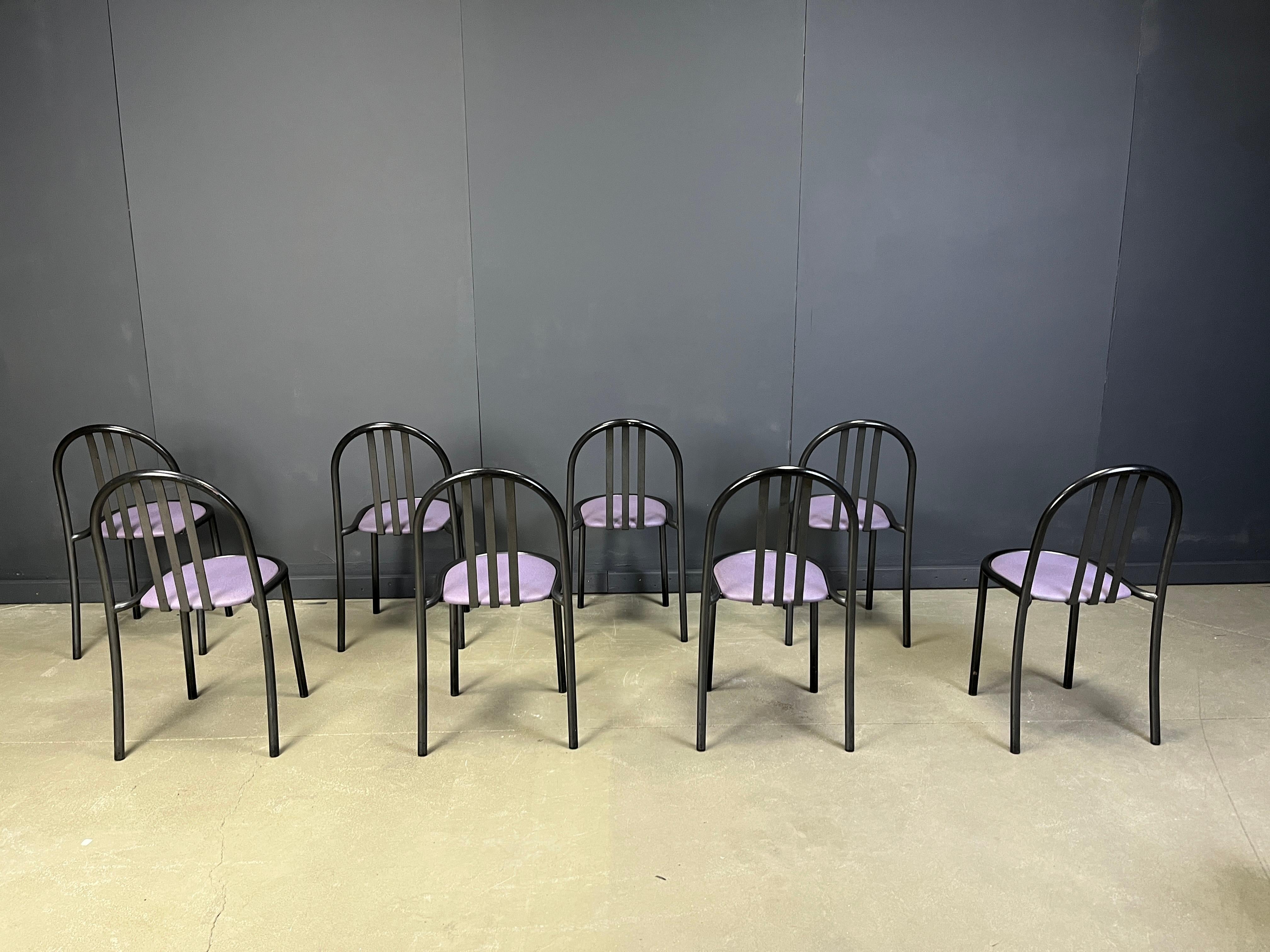Conjunto de sillas Nr 222 de Robert Mallet-Stevens, Años 80, Lote de 8 Metal en venta