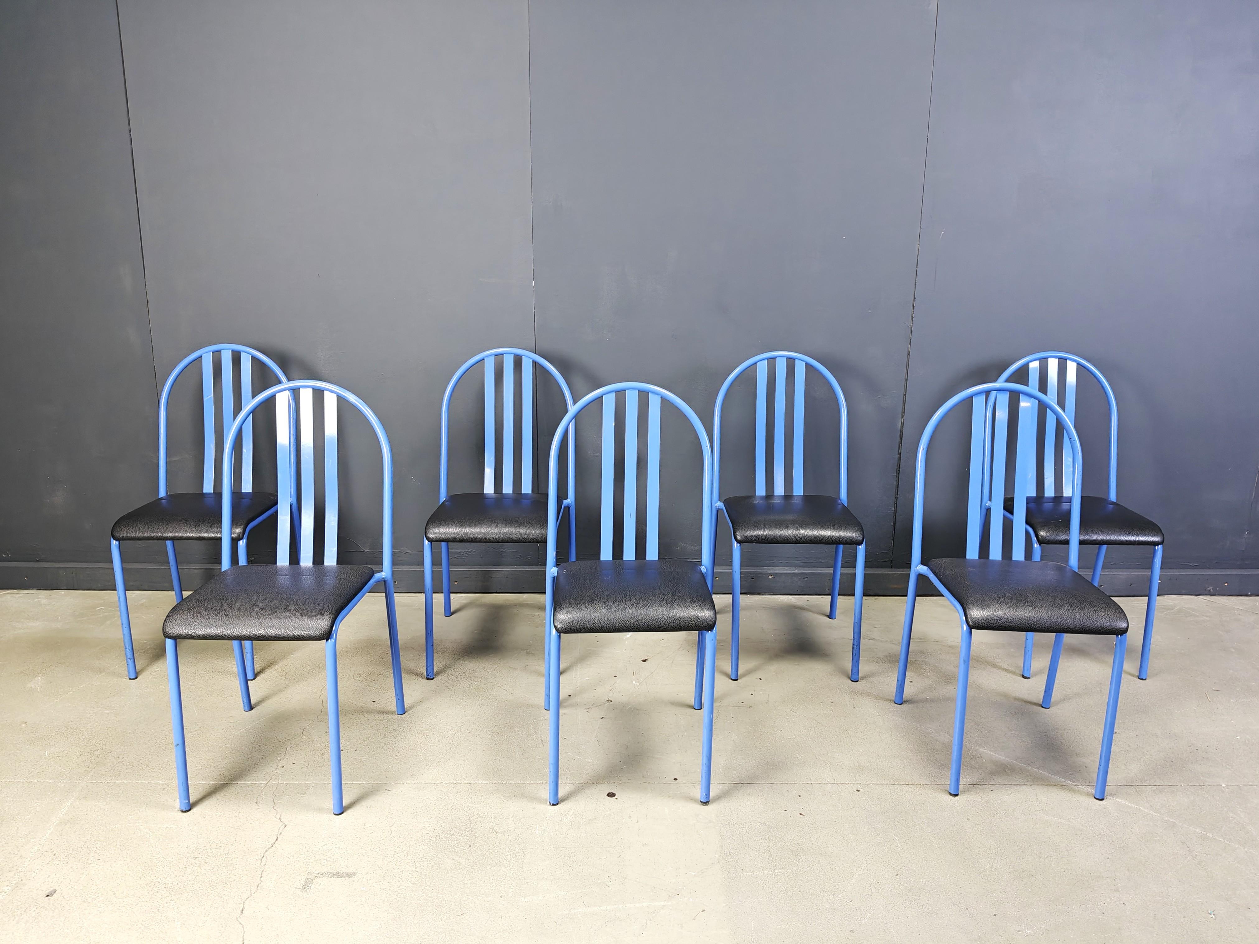 Set of Nr 222 chairs by Robert Mallet-Stevens, 1980s, Set of 7 For Sale 4