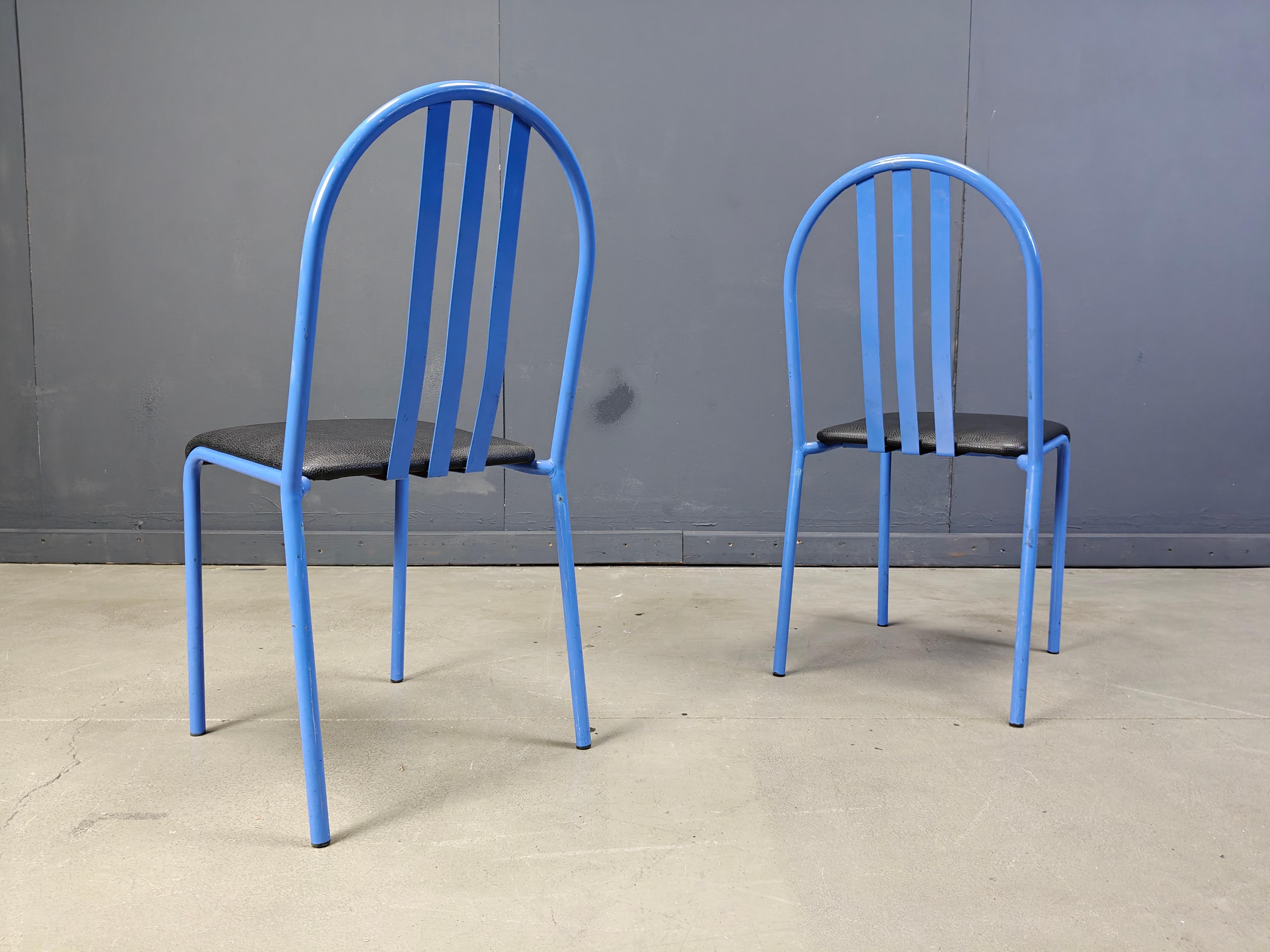 Post-Modern Set of Nr 222 chairs by Robert Mallet-Stevens, 1980s, Set of 7 For Sale