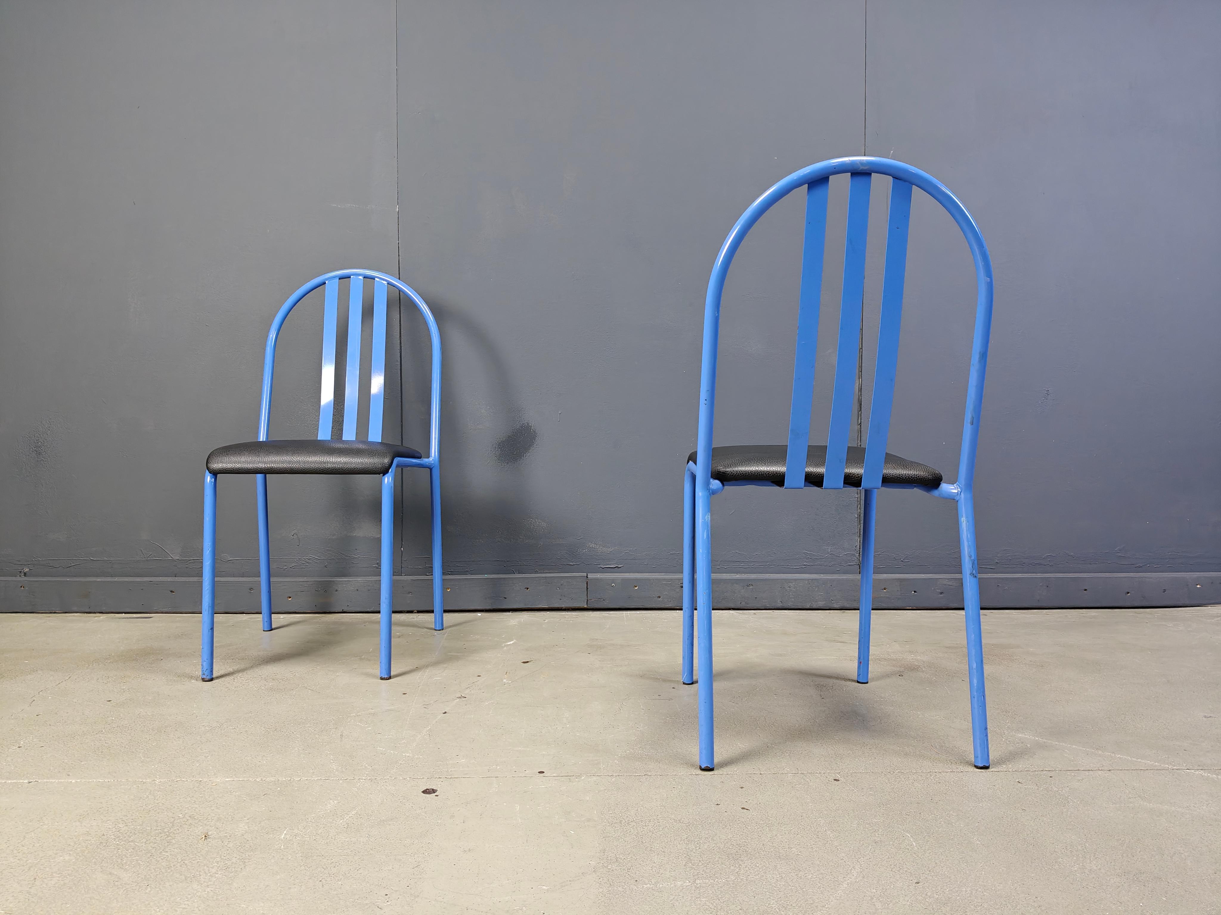 French Set of Nr 222 chairs by Robert Mallet-Stevens, 1980s, Set of 7 For Sale