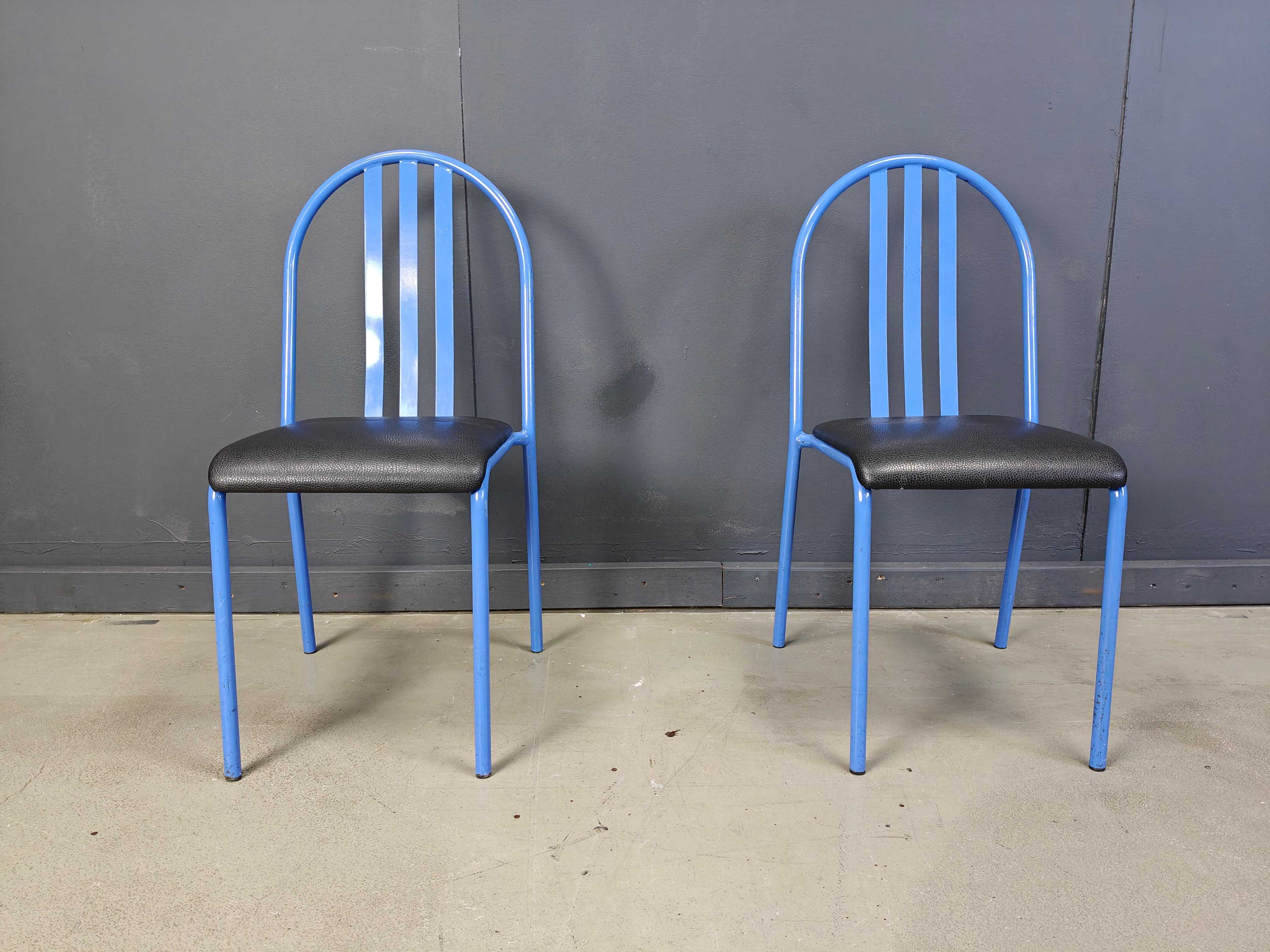 Metal Set of Nr 222 chairs by Robert Mallet-Stevens, 1980s, Set of 7 For Sale