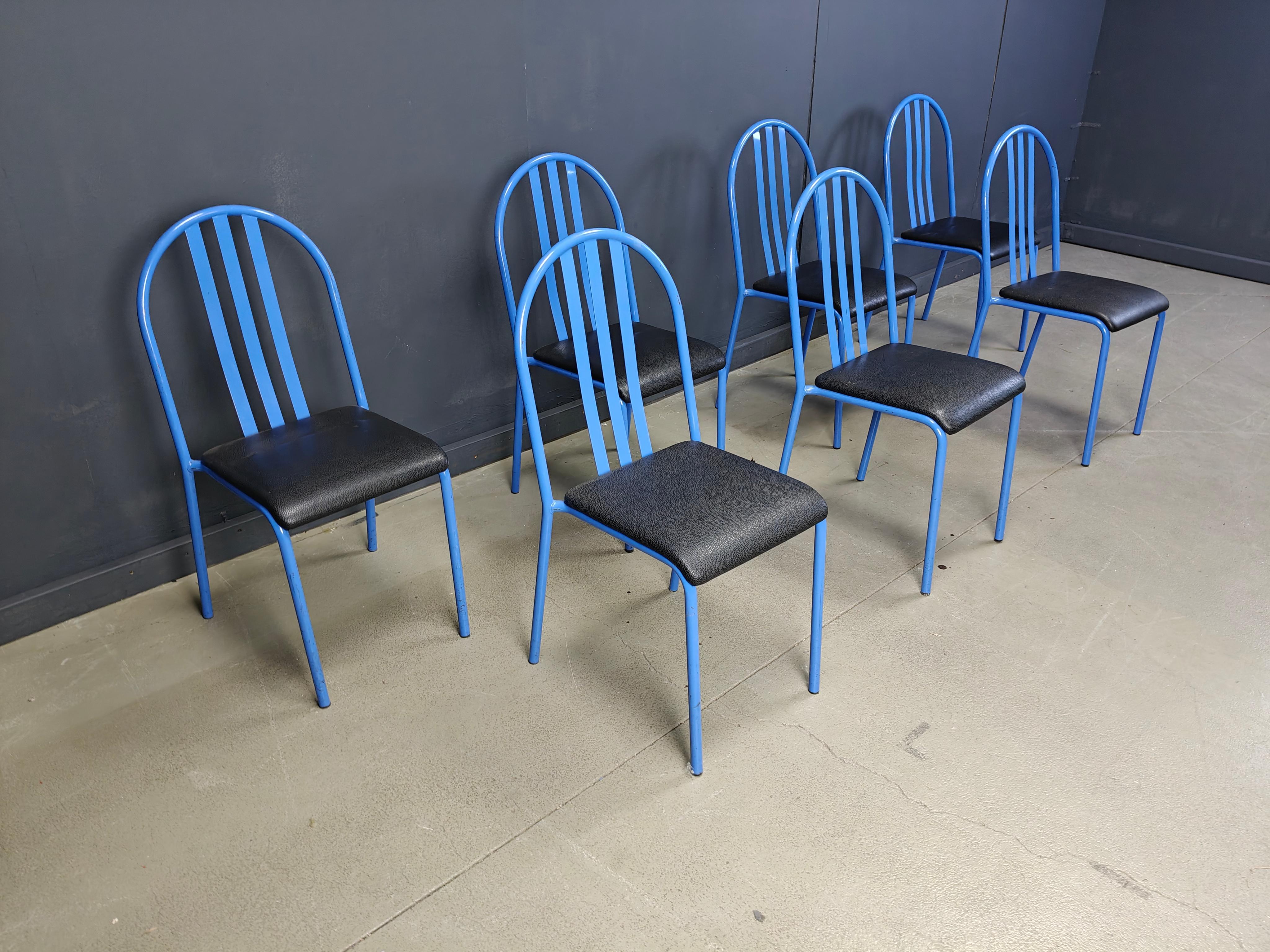 Set of Nr 222 chairs by Robert Mallet-Stevens, 1980s, Set of 7 For Sale 1