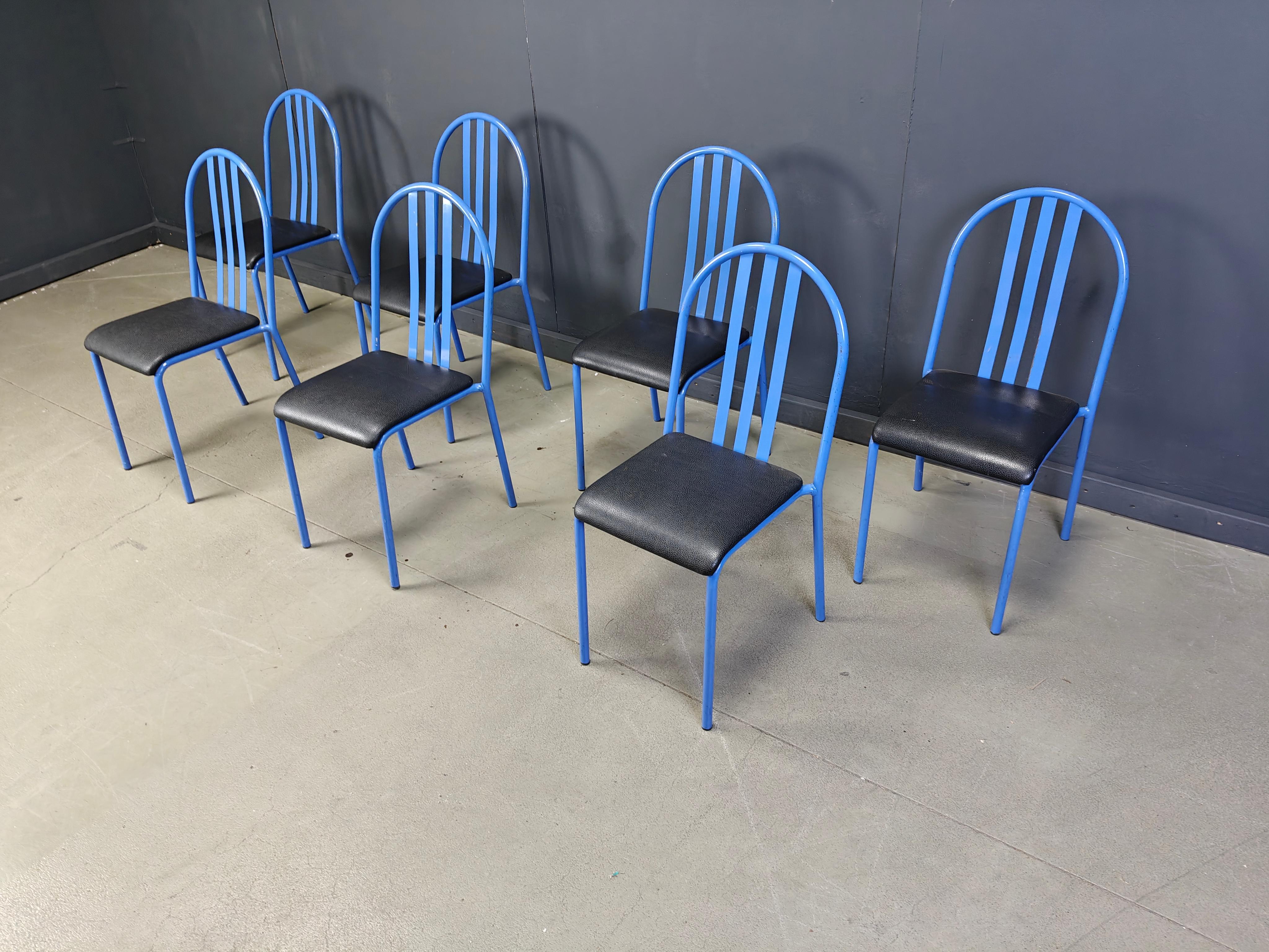 Set of Nr 222 chairs by Robert Mallet-Stevens, 1980s, Set of 7 For Sale 2