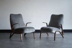 Ensemble de chaises longues en chêne par Paul Bode en mohair, vers les années 1960