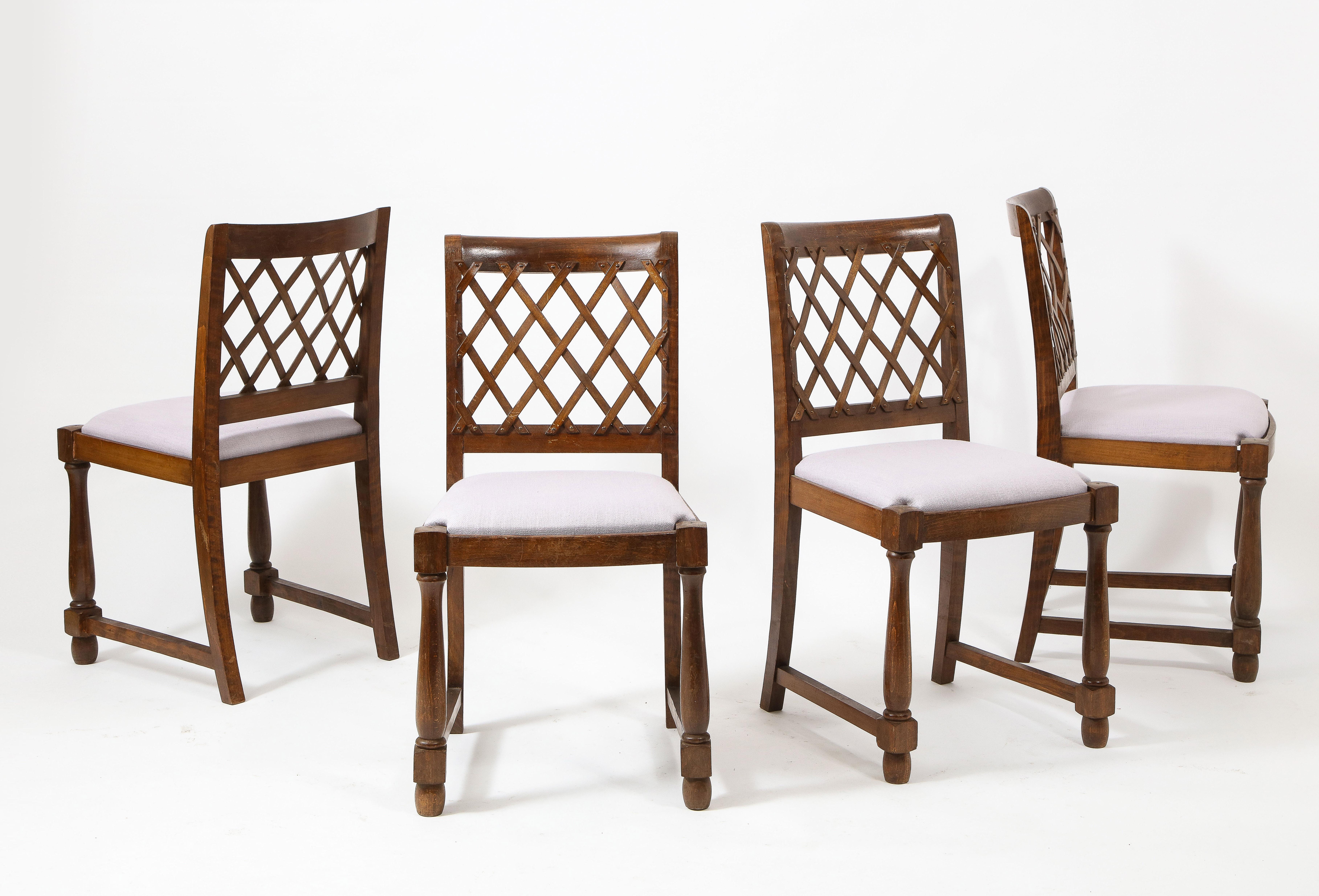 Set of Vintage Oak Dining Side Chairs, France 1950's For Sale 12