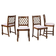 Set of Vintage Oak Dining Side Chairs, France 1950's