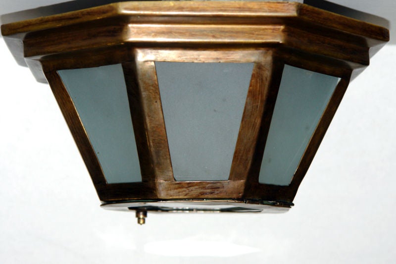 Frosted Set of Octagonal Flush Mounted Fixtures, Sold Individually For Sale