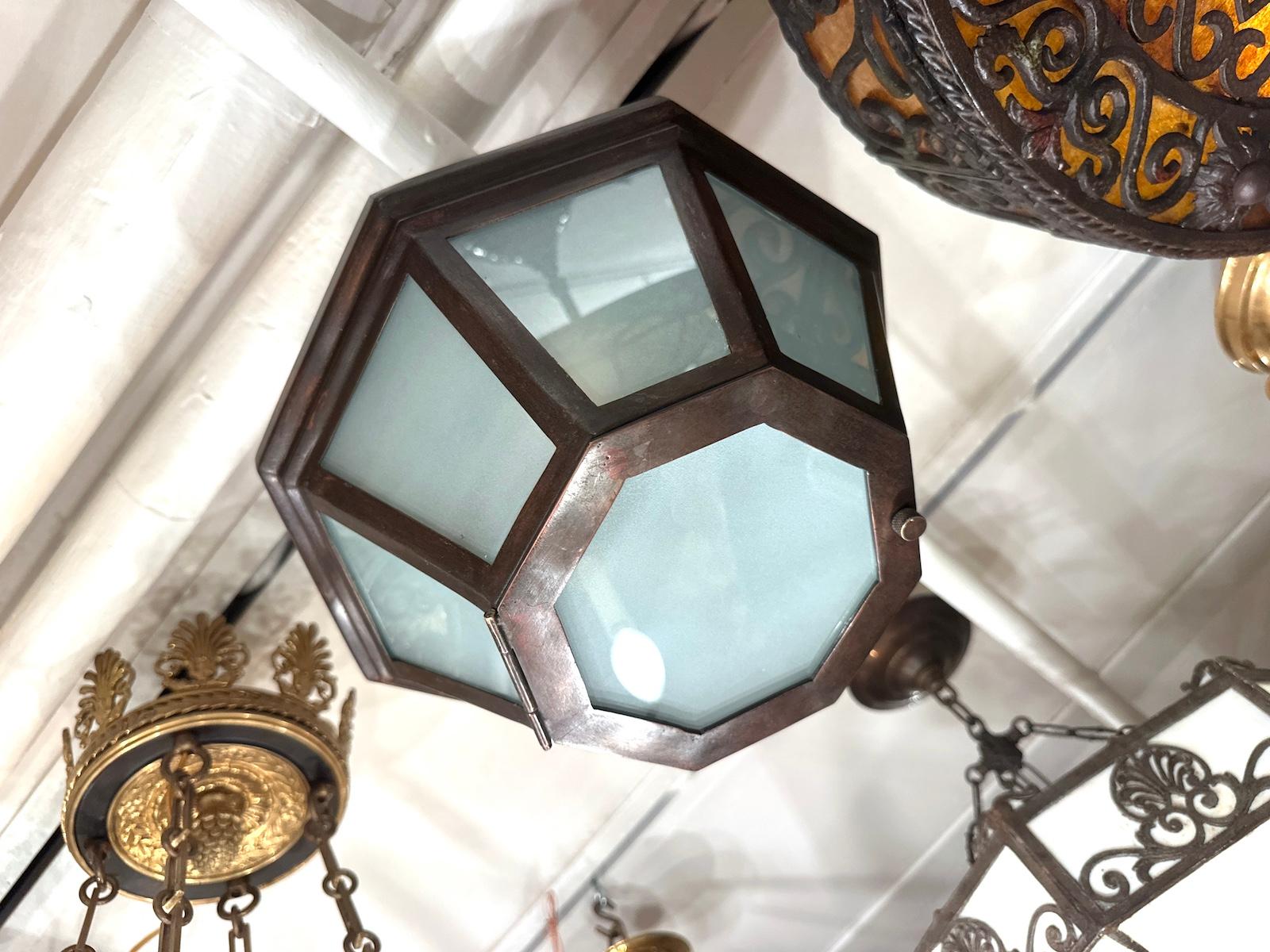 Bronze Set of Octagonal Flush Mounted Fixtures, Sold Individually For Sale