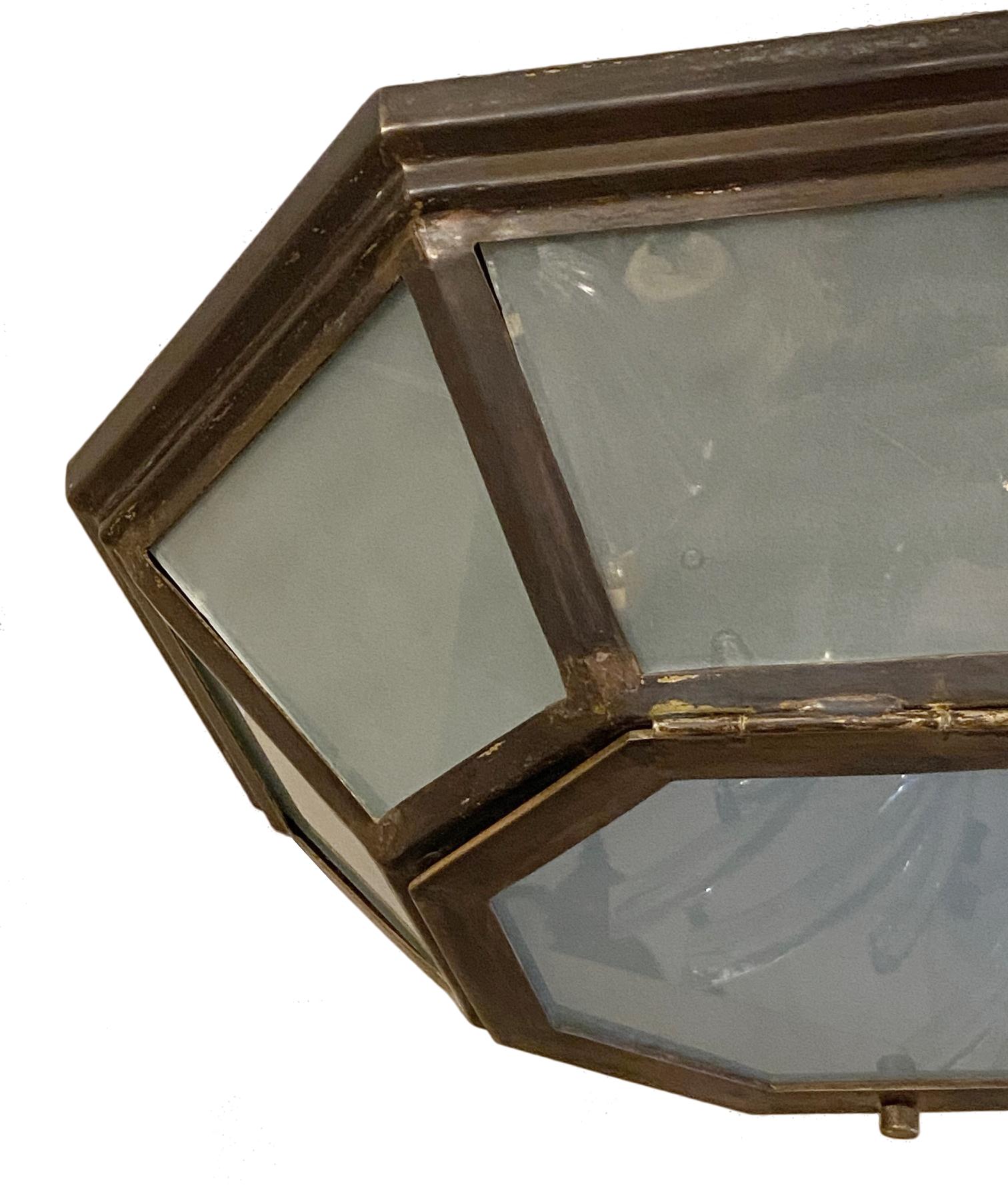 Italian Set of Octagonal Flush Mounted Light Fixtures, Sold Individually For Sale