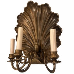 Set of of Large Shell Bronze Sconces, Sold per Pair.
