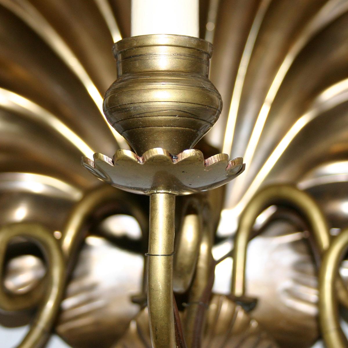 Set of of Large Shell Bronze Sconces, Sold per Pair  In Good Condition For Sale In New York, NY