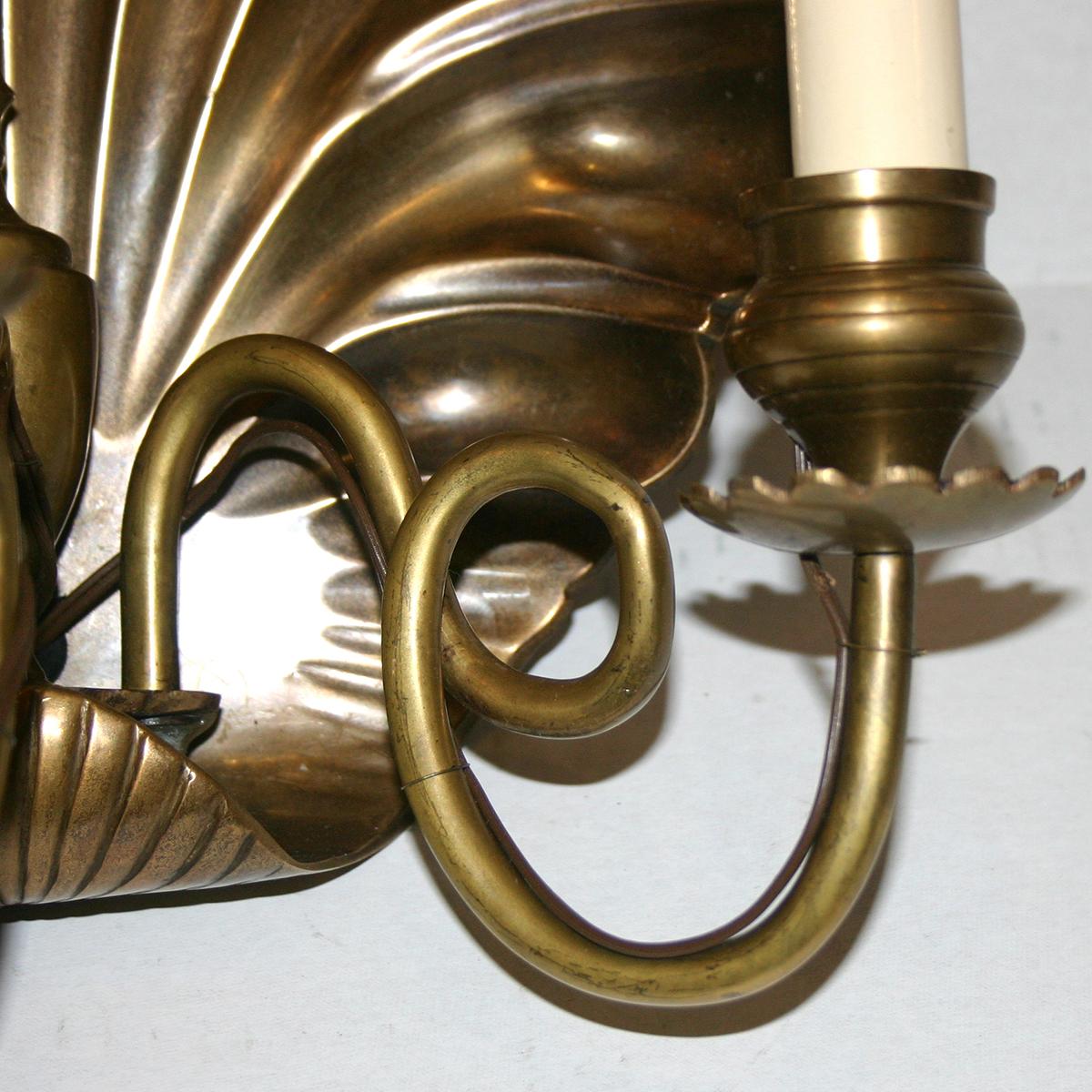Mid-20th Century Set of of Large Shell Bronze Sconces, Sold per Pair For Sale